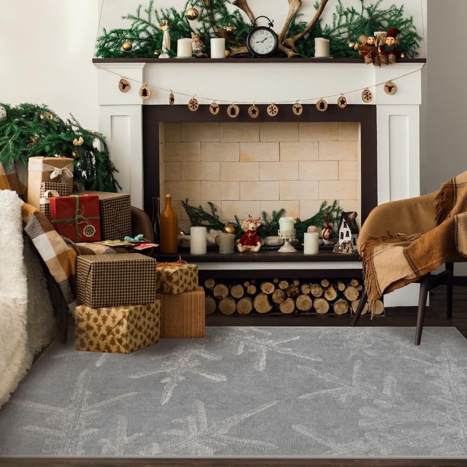 RUGGABLE Winter Plaid Washable Rug - Perfect Holiday Area Rug for Living Room Bedroom Kitchen - Pet & Child Friendly - Stain & Water Resistant - Dress Stewart Tartan Plaid 3&