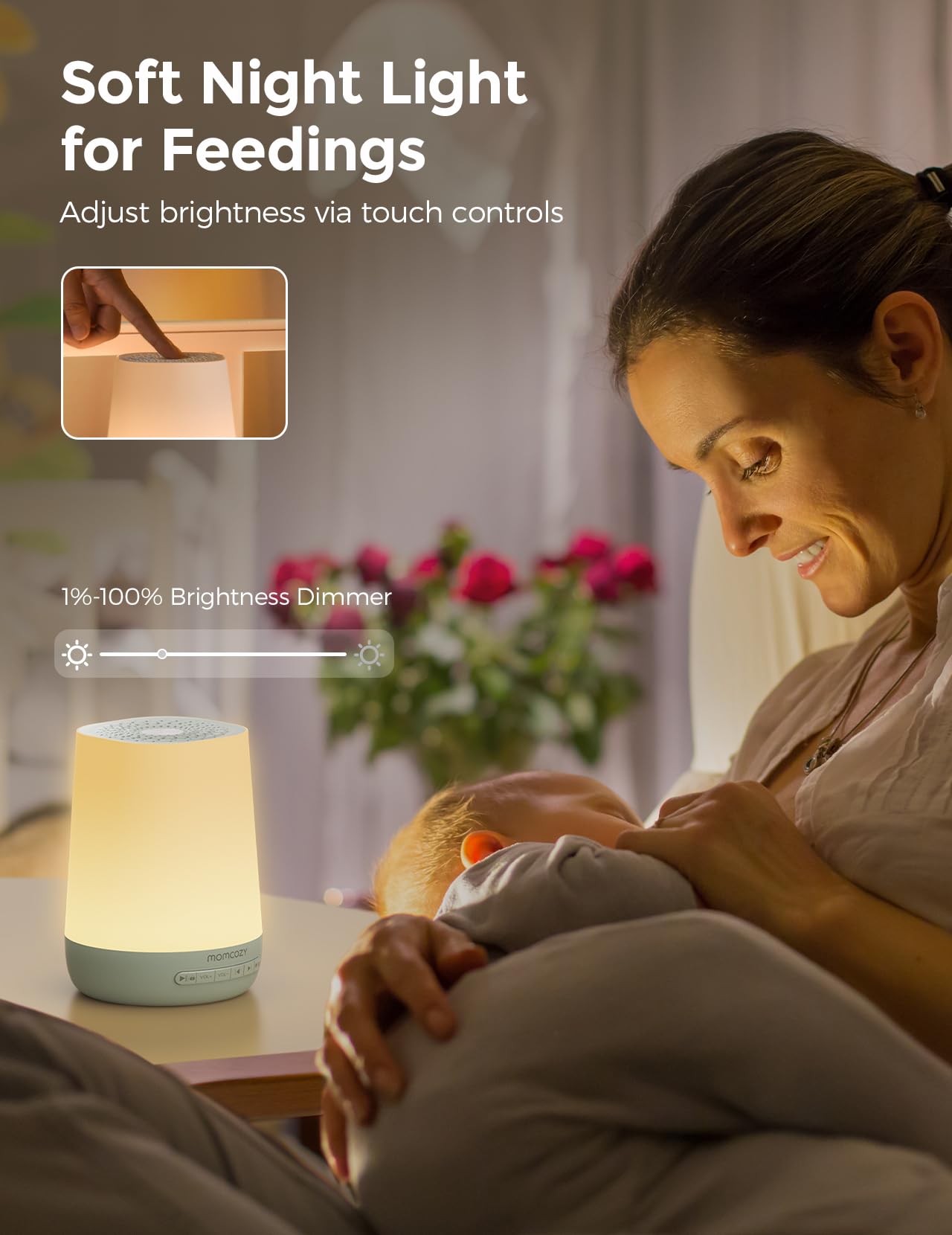 Baby Sound Machine, Momcozy White Noise Machine for Baby Sleeping with Night Light, Toddler Sleep Trainer 34 Soothing Sleep Sounds, Timer, App Remote Control, Personal Sleep Routine Alarm Clock(Blue)