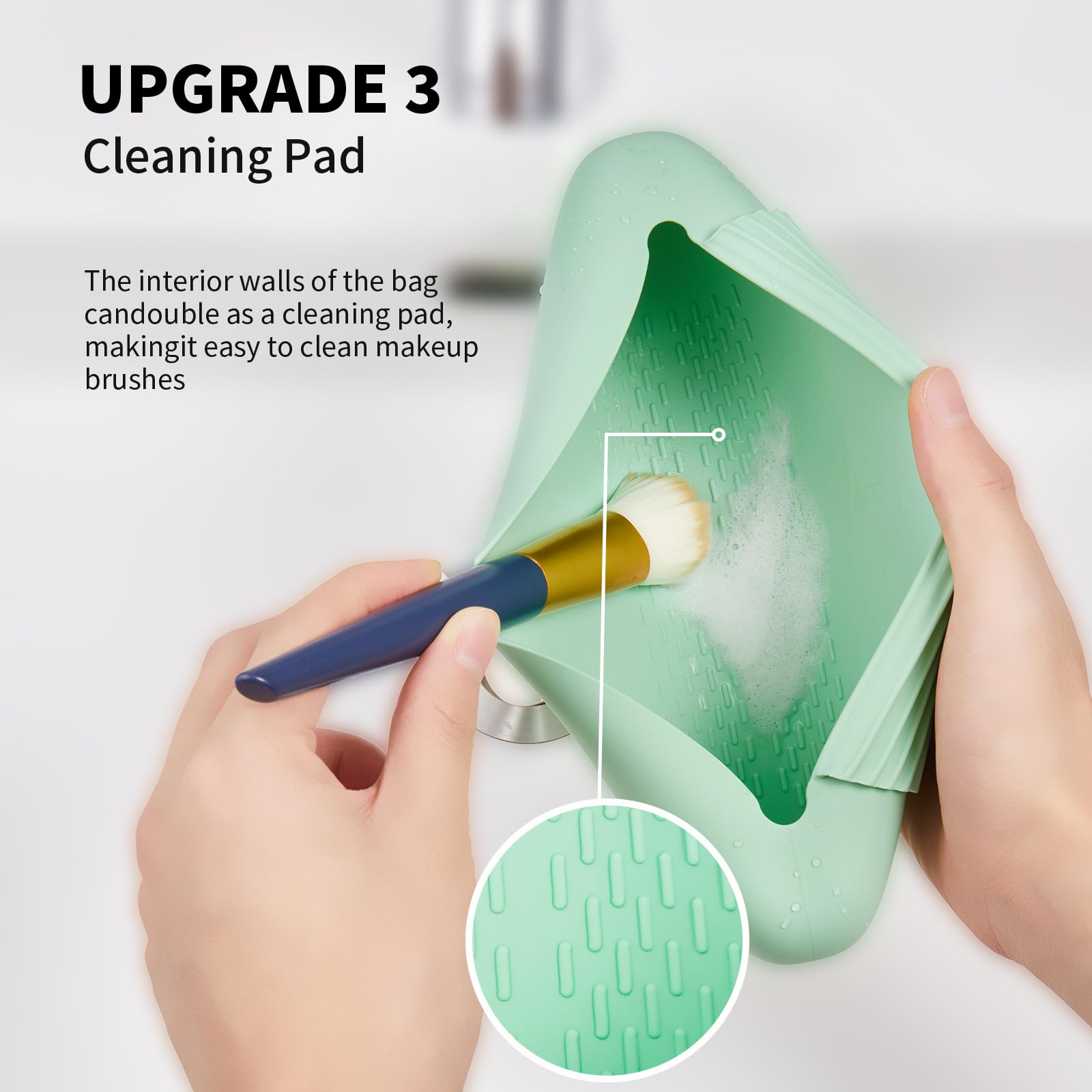 AGIKET Silicone Makeup Brush Holder Travel Cosmetic Bag:Soft Portable Cosmetic Face Brushes Holder with Upgrade Anti-Fall Out Magnetic Closure, Large Travel Makeup Brush Case - Walnut