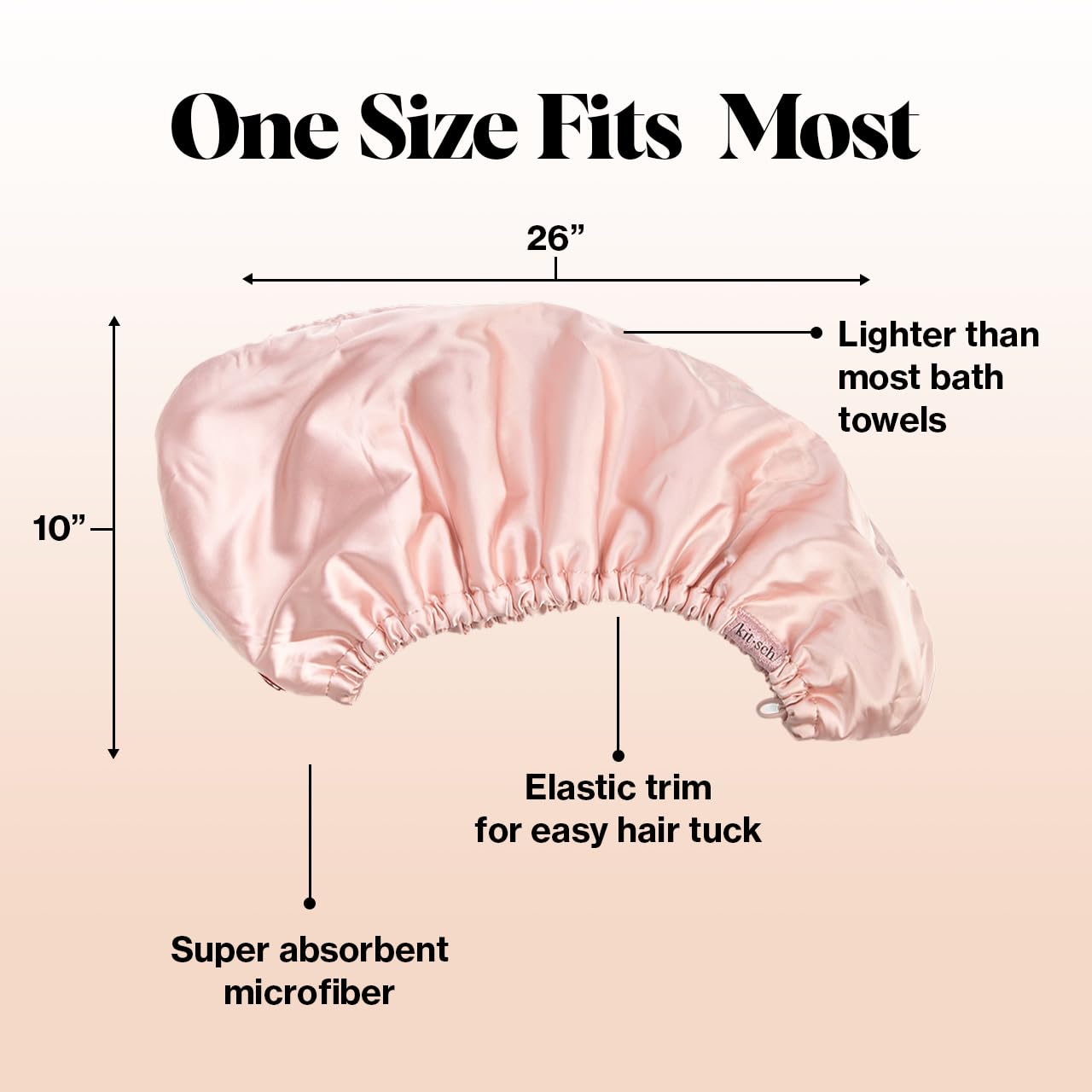 Kitsch Microfiber Hair Towel Wrap - Quick Dry Curly Hair Wraps for Women Wet Hair | Microfiber Towel for Hair | Hair Drying Towel Wrap | Hair Towels for Women | Hair Turban for Wet Hair (Blush)