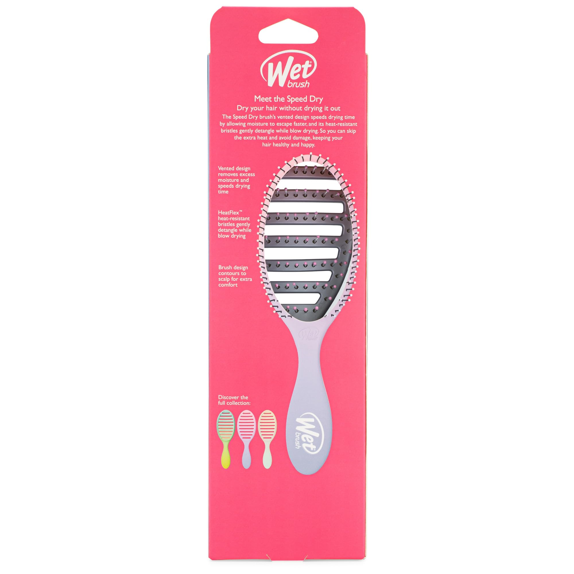 Wet Brush Speed Dry Hair Brush - Pink/Purple (Feel Good Ombre) - Vented Design and Ultra Soft HeatFlex Bristles Are Blow Dry Safe With Ergonomic Handle Manages Tangle and Uncontrollable Hair - Pain-Free