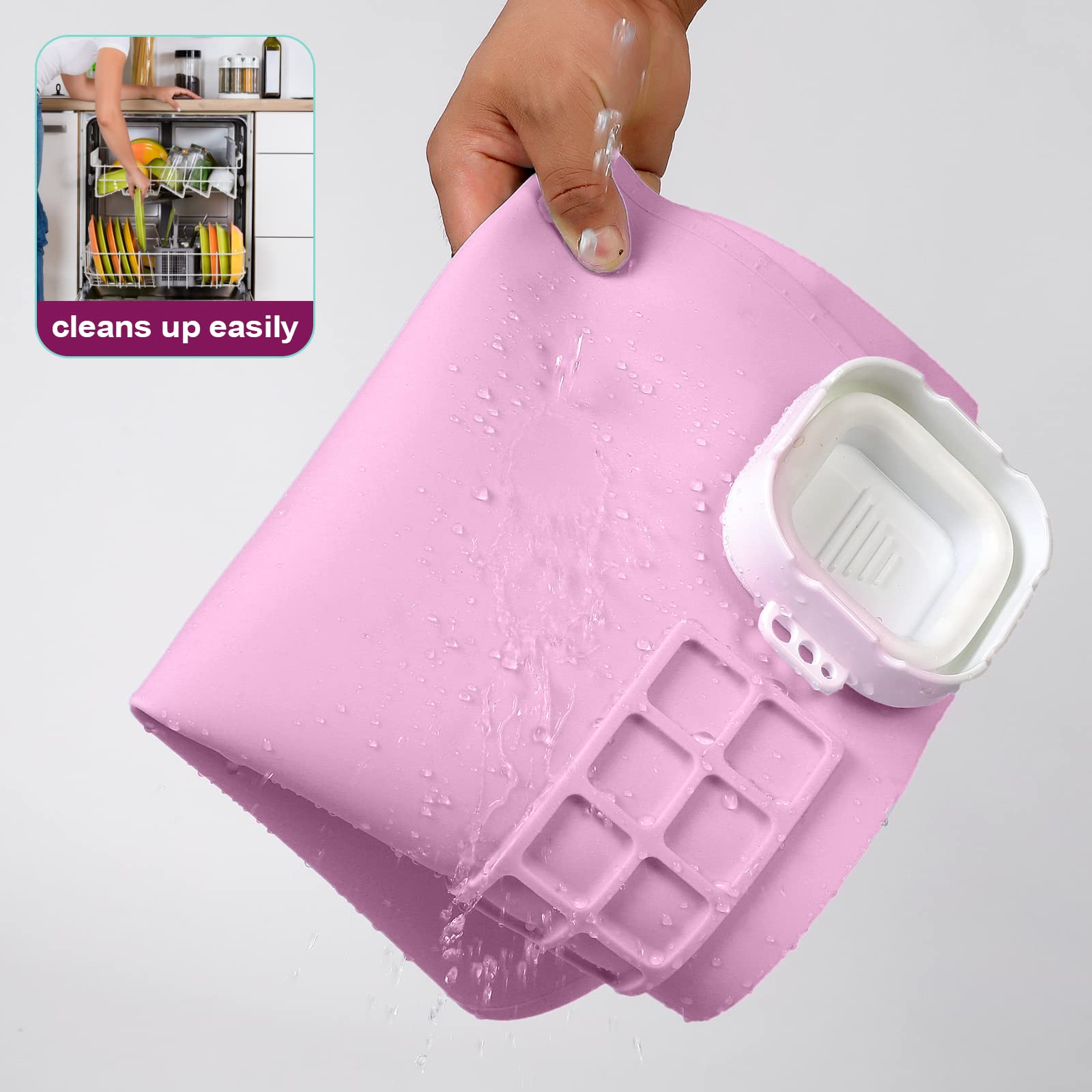 AWOKE Silicone Painting Mat - 20"X16" Silicone Art Mat with 1 Water Cup for Kids - Silcone Craft Mat has12 Color Dividers - 2 Paint Dividers (White)