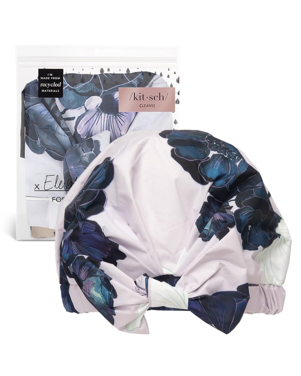 Kitsch Luxury Shower Cap for Women - Reusable Shower Cap for Long Hair with Non Slip Silicon Grip | Waterproof Hair Cap for Shower with One Size Fits Most | Stylish Hair Cover for Shower (Blush Dot)