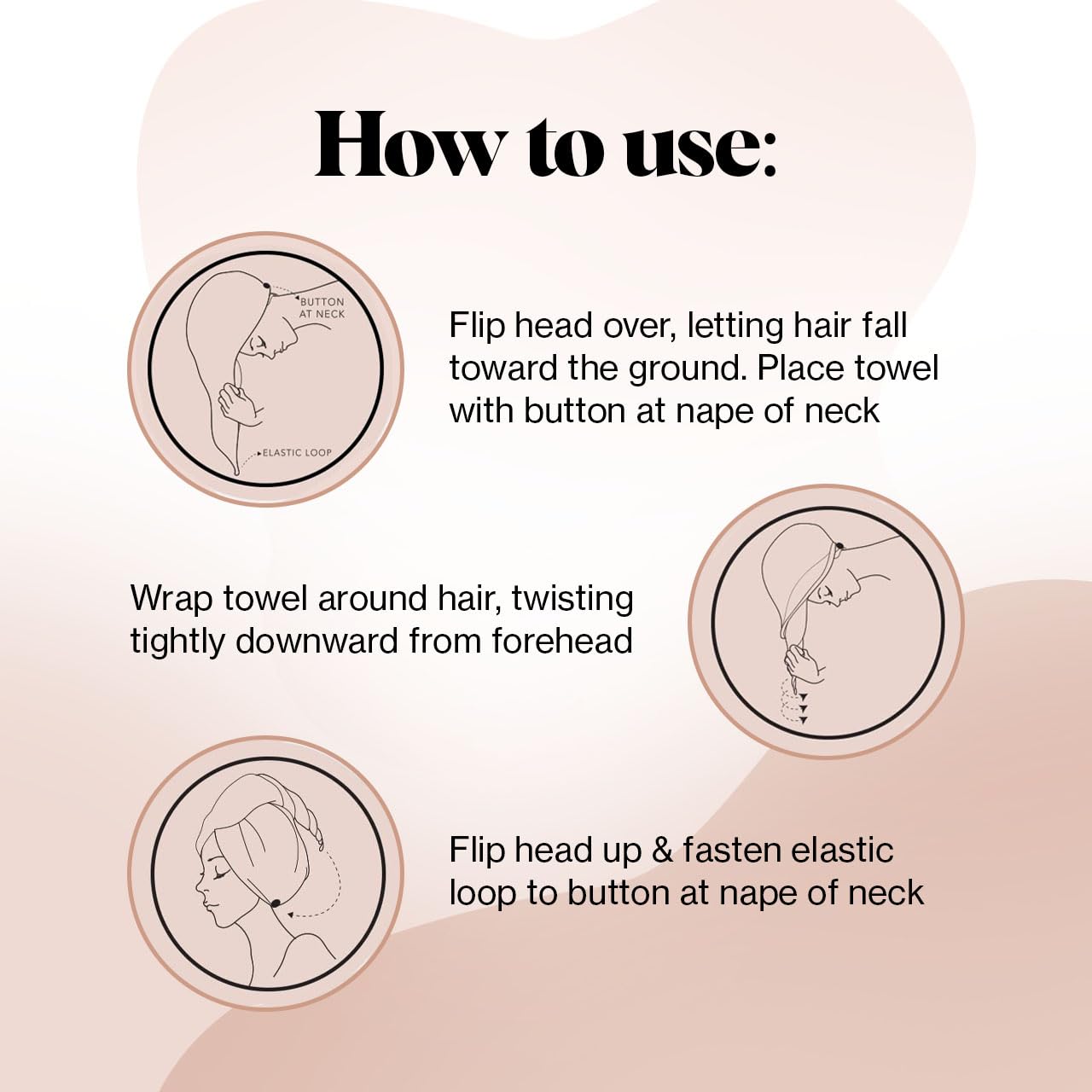 Kitsch Microfiber Hair Towel Wrap - Quick Dry Curly Hair Wraps for Women Wet Hair | Microfiber Towel for Hair | Hair Drying Towel Wrap | Hair Towels for Women | Hair Turban for Wet Hair (Blush)