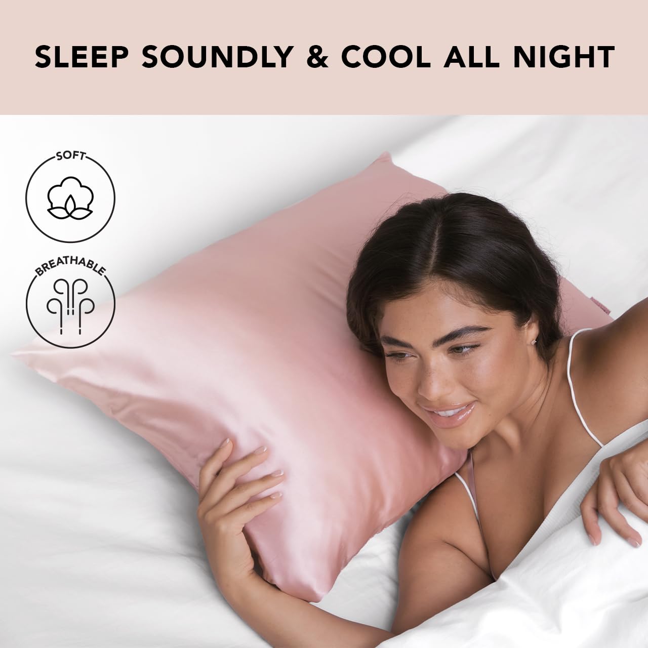 Kitsch Satin Pillowcase with Zipper for Hair & Skin, Softer Than Silk Pillow Cases Queen, Smooth Pillow Covers, Machine Washable, Wrinkle-Free, Cooling Satin Pillow Cases Standard Size 19"x26", Ivory