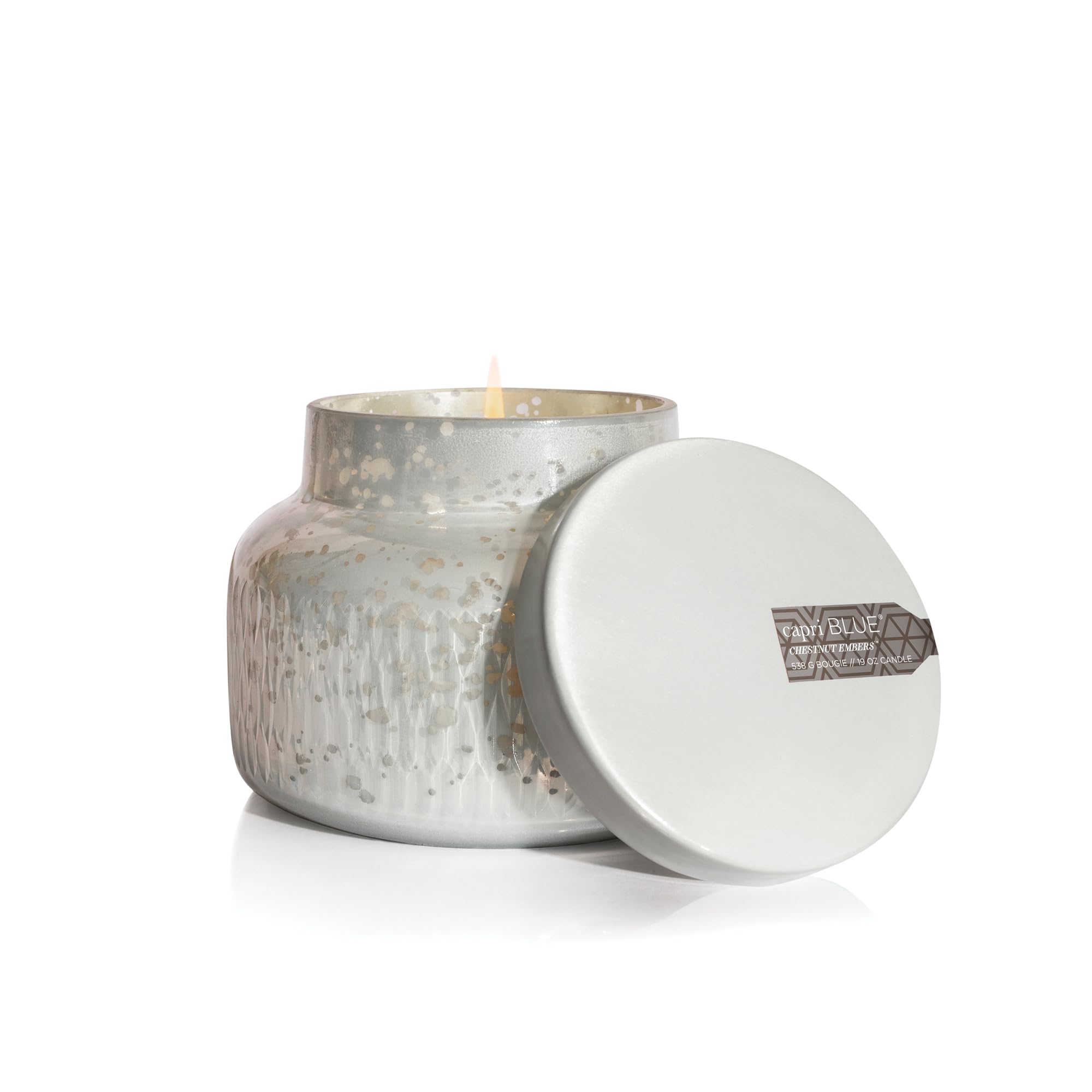 Capri Blue Holiday Mercury Jar Candle - Soy Candle Blend - Fall Candles for Home Scented with Frosted Fir, Snowy Woods, Pine & Sage - Pine Candle for Holiday Decor - Signature (Crystal Pine, 19 oz)