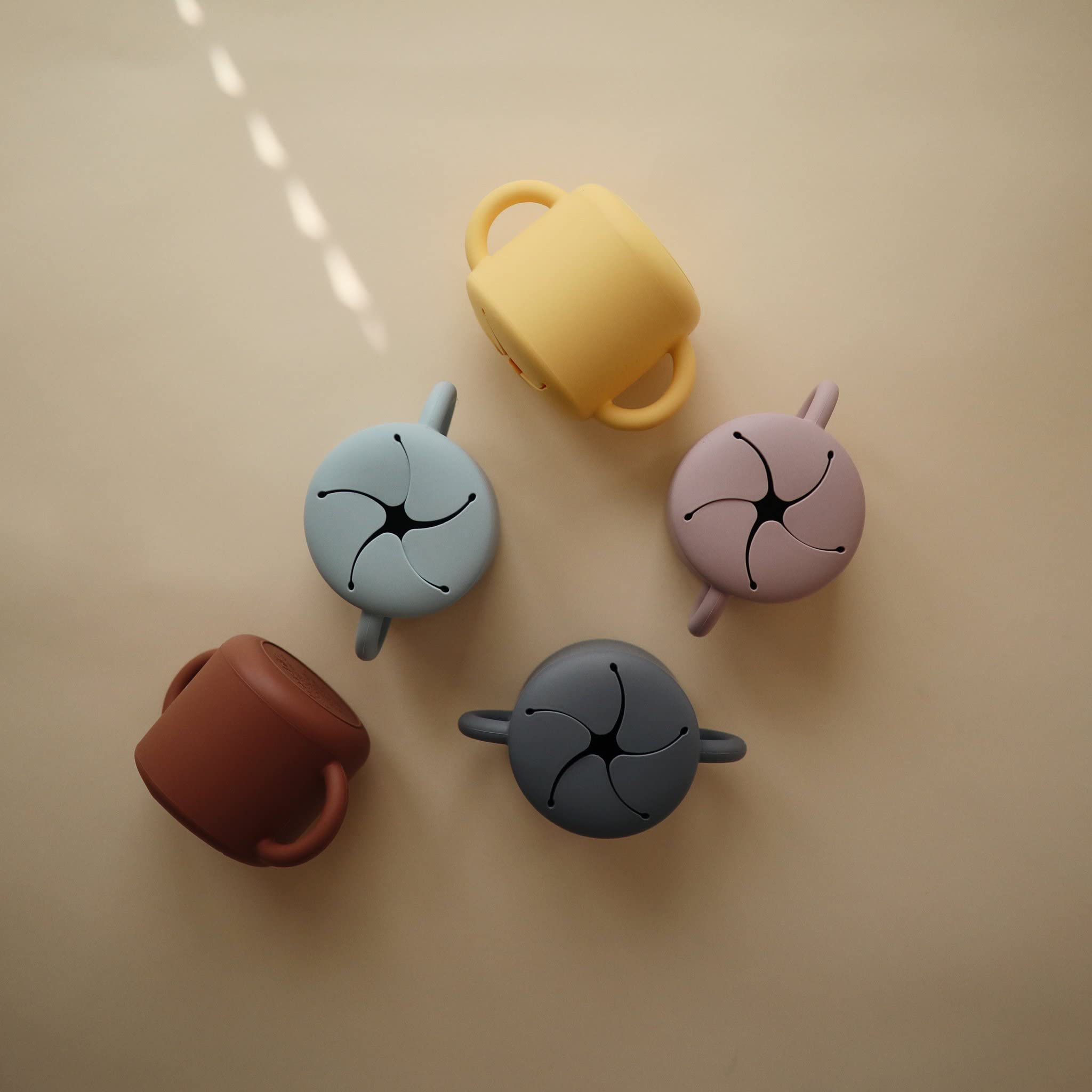 mushie Silicone Snack Cup | Spill Proof Food Container for Toddler and Baby (Cambridge Blue)