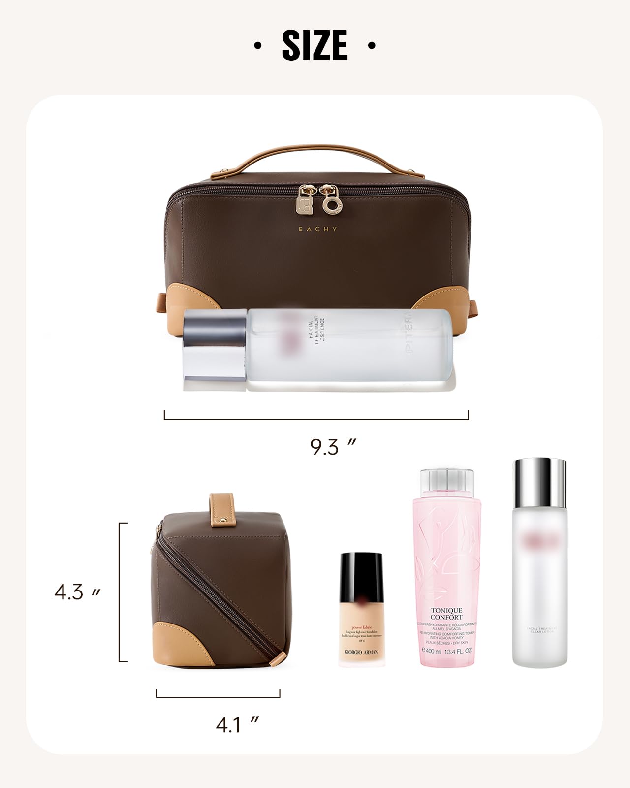 EACHY Travel Makeup Bag,Large Capacity Cosmetic Bags for Women,Waterproof Portable Pouch Open Flat Toiletry Bag Make up Organizer with Divider and Handle