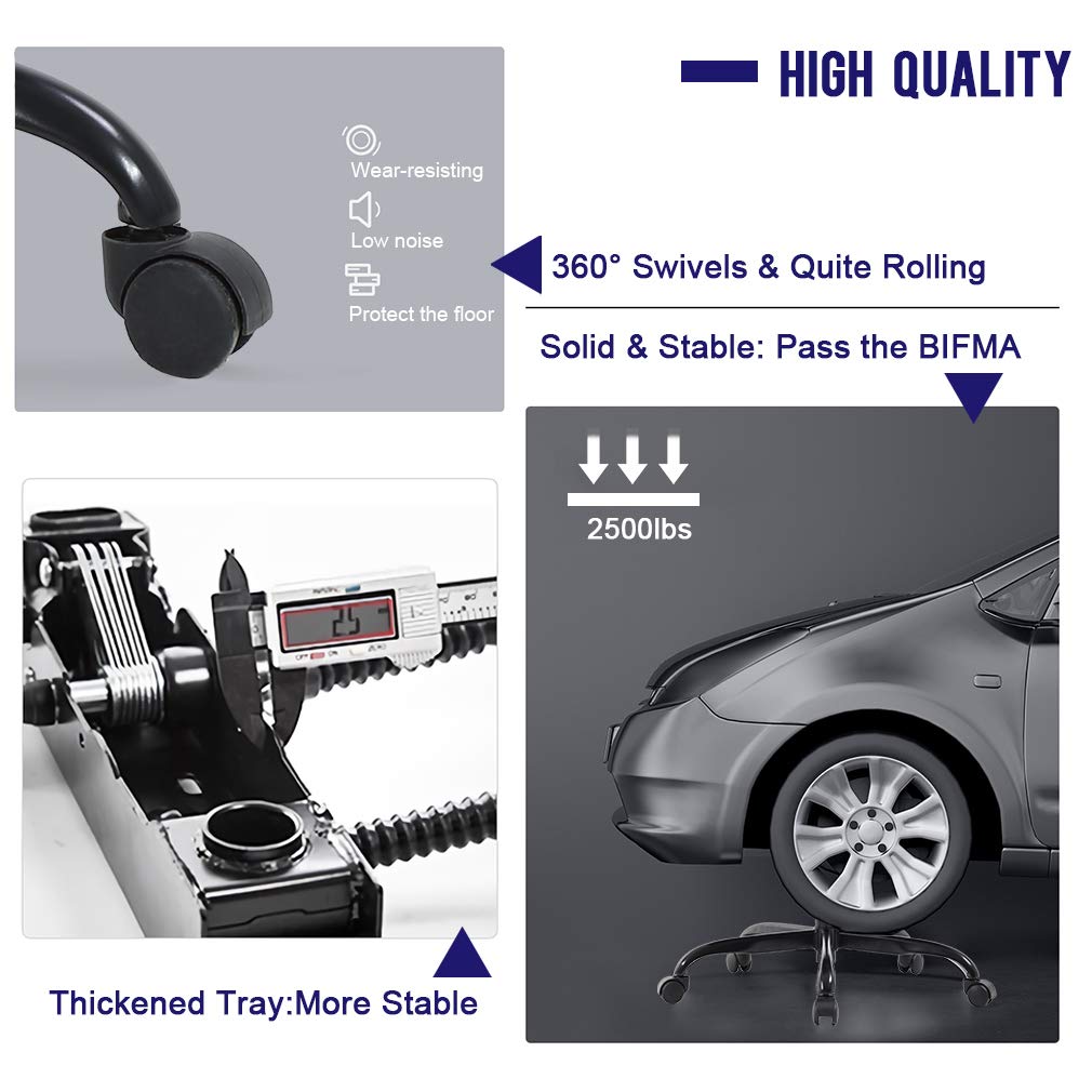 Ergonomic Office Chair, High-Back White Gaming Chair with Lumbar Support PC Computer Chair Racing Chair PU Task Desk Chair Ergonomic Executive Swivel Rolling Chair for Back Pain Women, Men (Black)