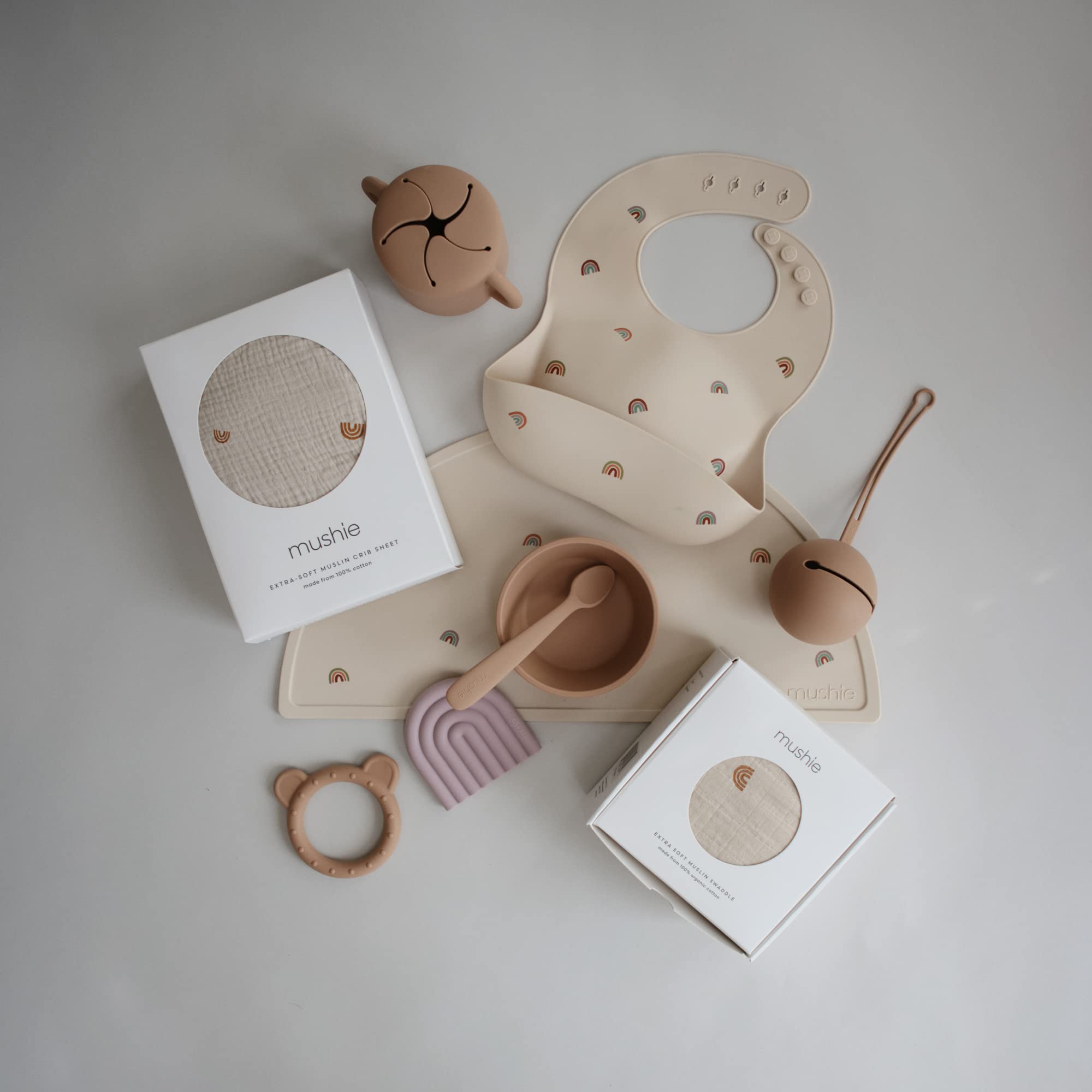 mushie Silicone Baby Bib | Adjustable Fit Waterproof Bibs (Whales)