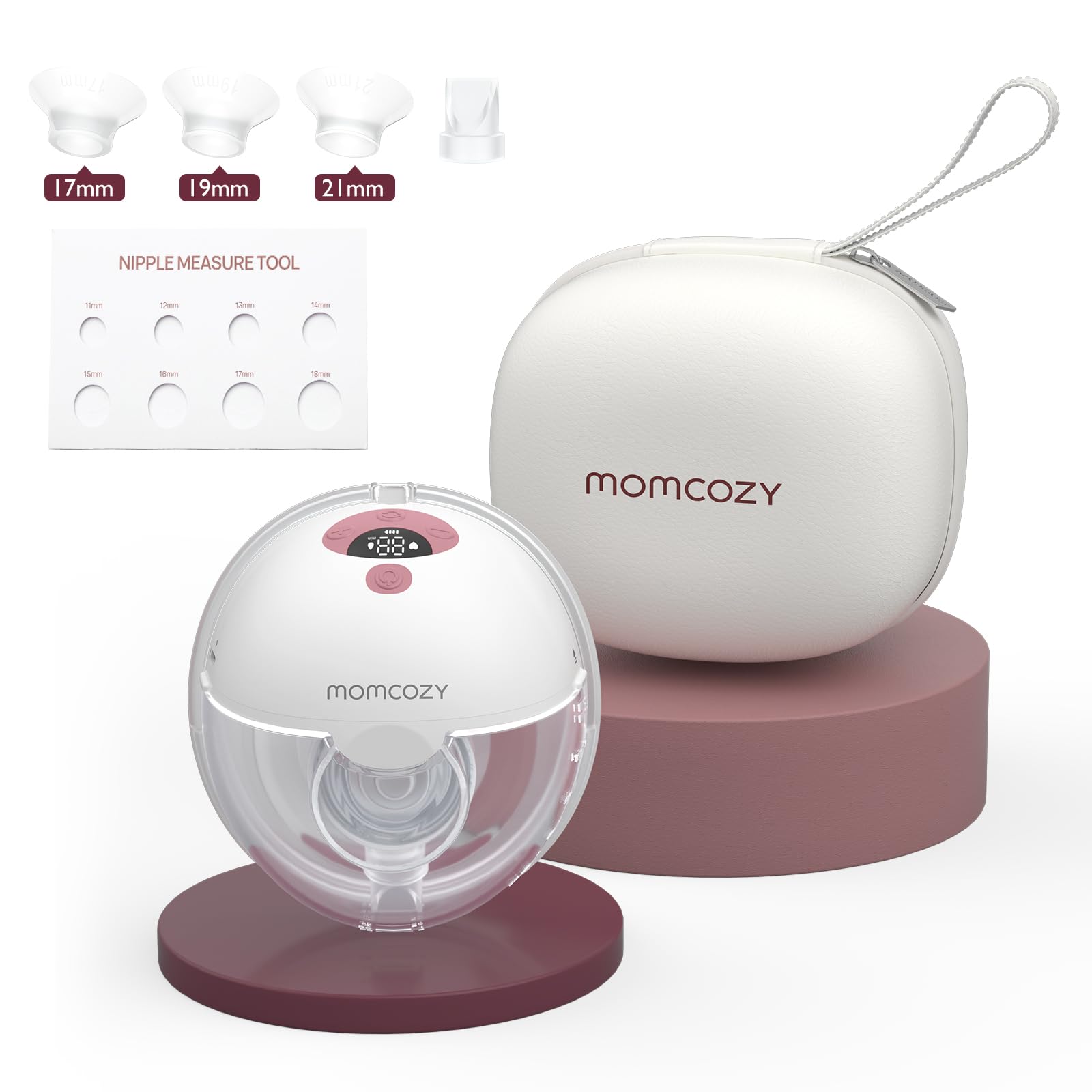 Momcozy Breast Pump Hands Free M5, Wearable Breast Pump of Baby Mouth Double-Sealed Flange with 3 Modes & 9 Levels, Electric Breast Pump Portable - 24mm, 2 Pack Mint