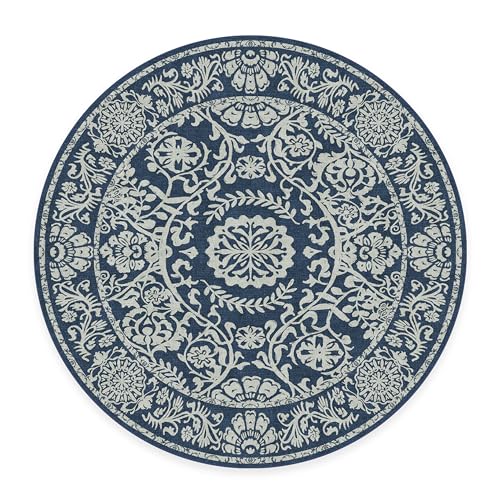 RUGGABLE Washable 2x3 Area Rug, Delphina Delft Blue, Premium Vintage Rugs for Living Room, Bedroom, Kitchen, Office, Classroom with Gripper Non Slip Pad