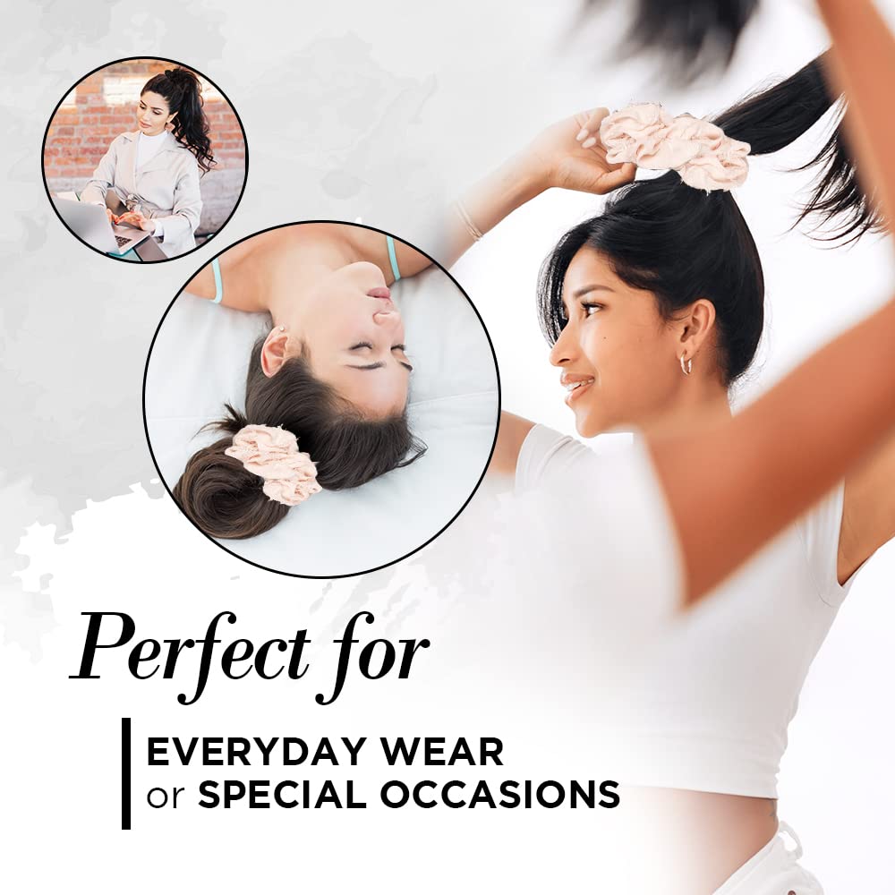 Kitsch 5 Count Velvet Hair Scrunchies for Women - Hair Ties for Thick Hair, Girls, Women, Cute Scrunchies, Soft Hair Accessories, Blush/Mauve