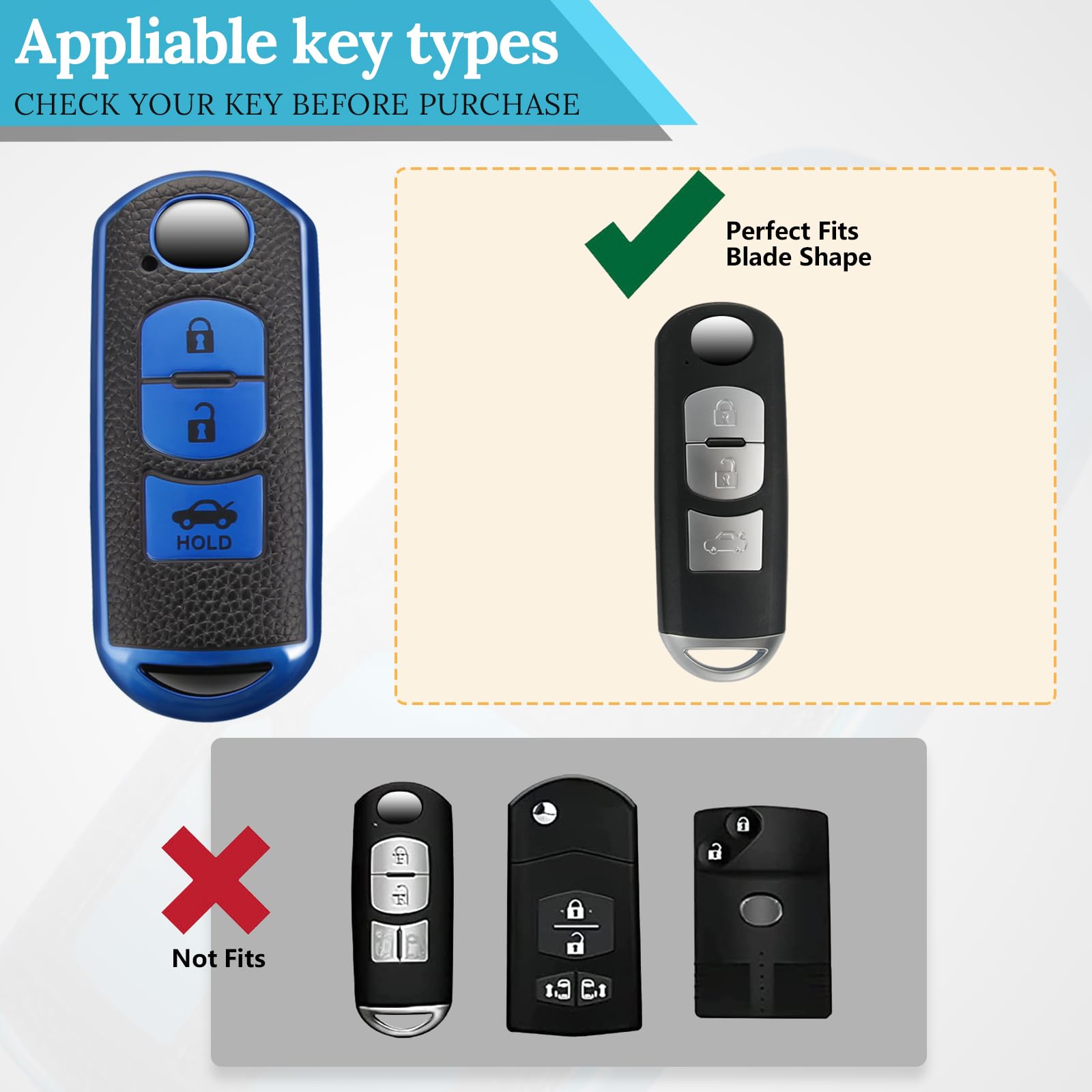 Cadillac Key Fob Cover with Metal Braided Rope Keychain, Upgraded Soft Key Case for 2015-2019 Escalade CTS SRX XT5 ATS STS CT6 (5 Button) (Gold Edge)