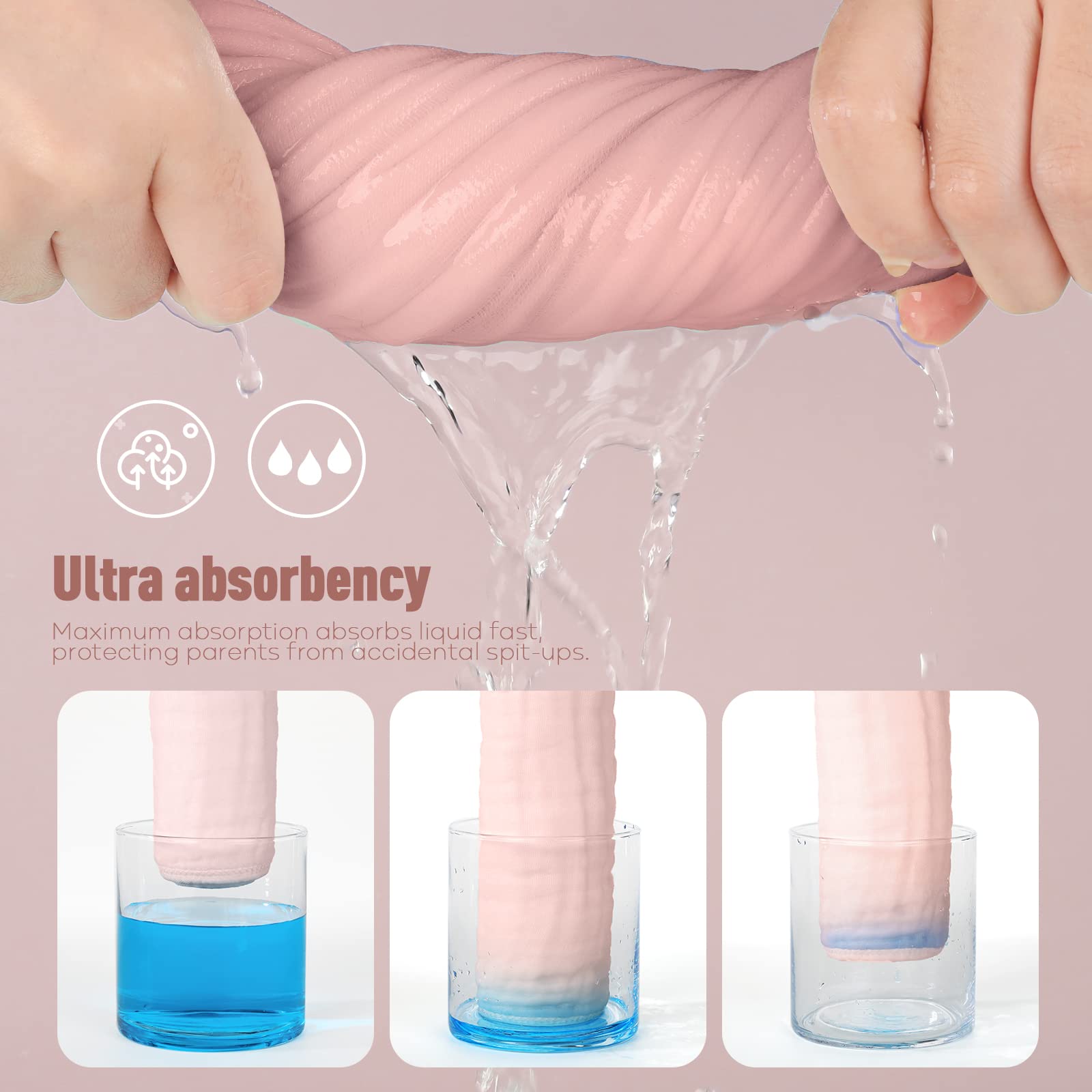 Yoofoss Muslin Burp Cloths for Baby 10 Pack 100% Cotton Baby Washcloths for Boys Girls Large 20&