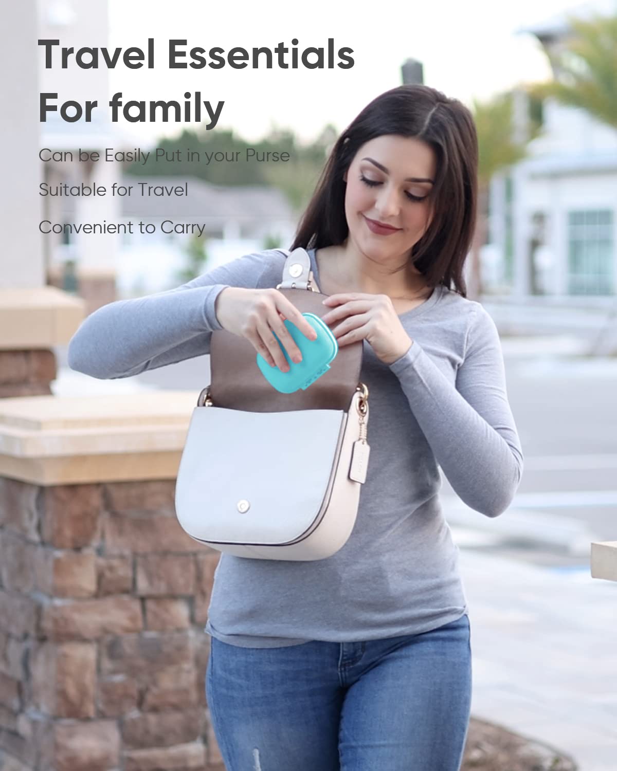 Holii Travel Pill Organizer, 8 Compartments Portable Pill Case, Daily Pill Box to Hold Vitamins, Small Pill Container for Pocket Purse Medicine Organizer(Khaki)