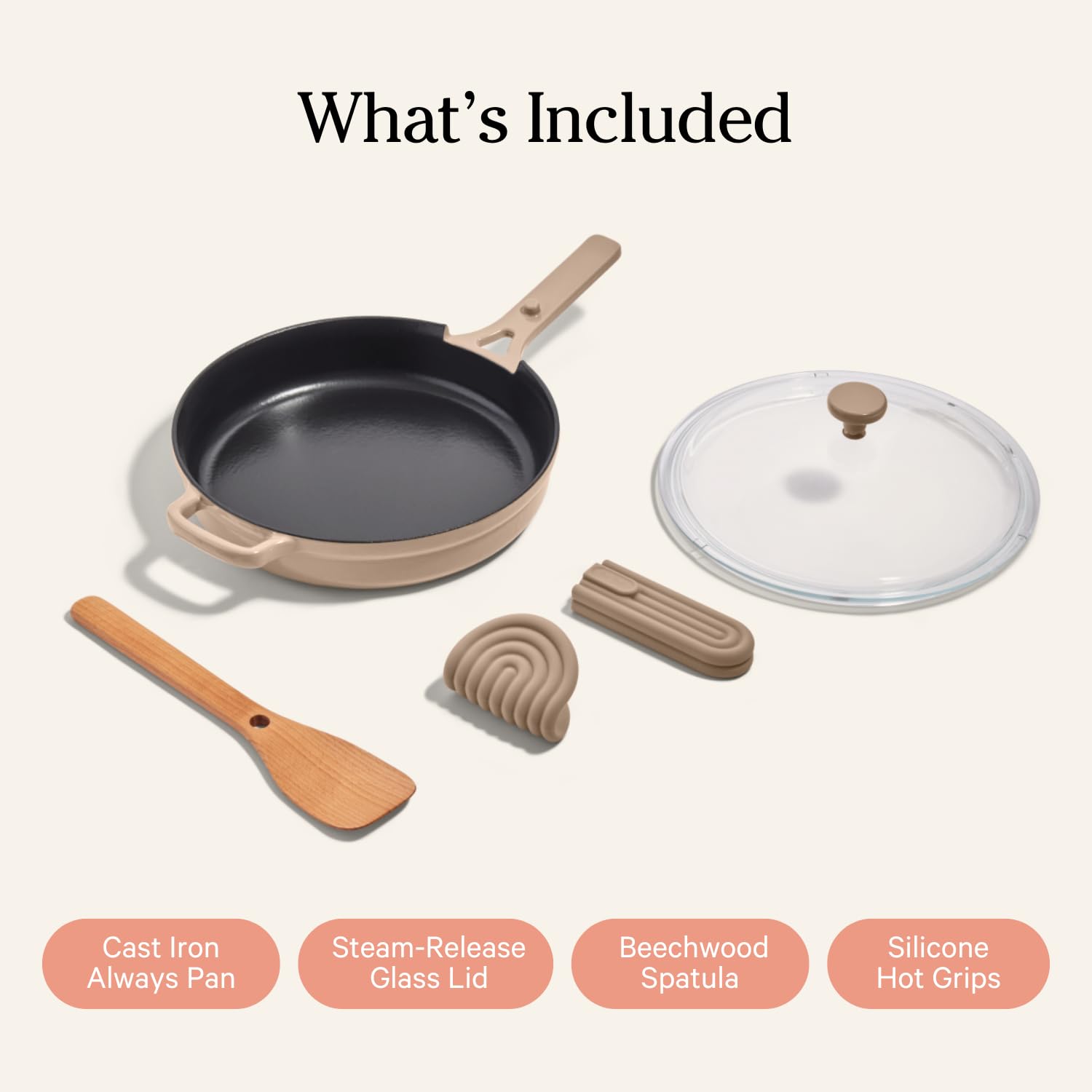 Our Place Cast Iron Always Pan | Premium Enameled, Toxin-Free Surface | 10-inch 8-in-1 Multifunctional Cookware System | Lid, Handle Covers | Heavy Duty Skillet | Oven & High Heat Safe | Sage
