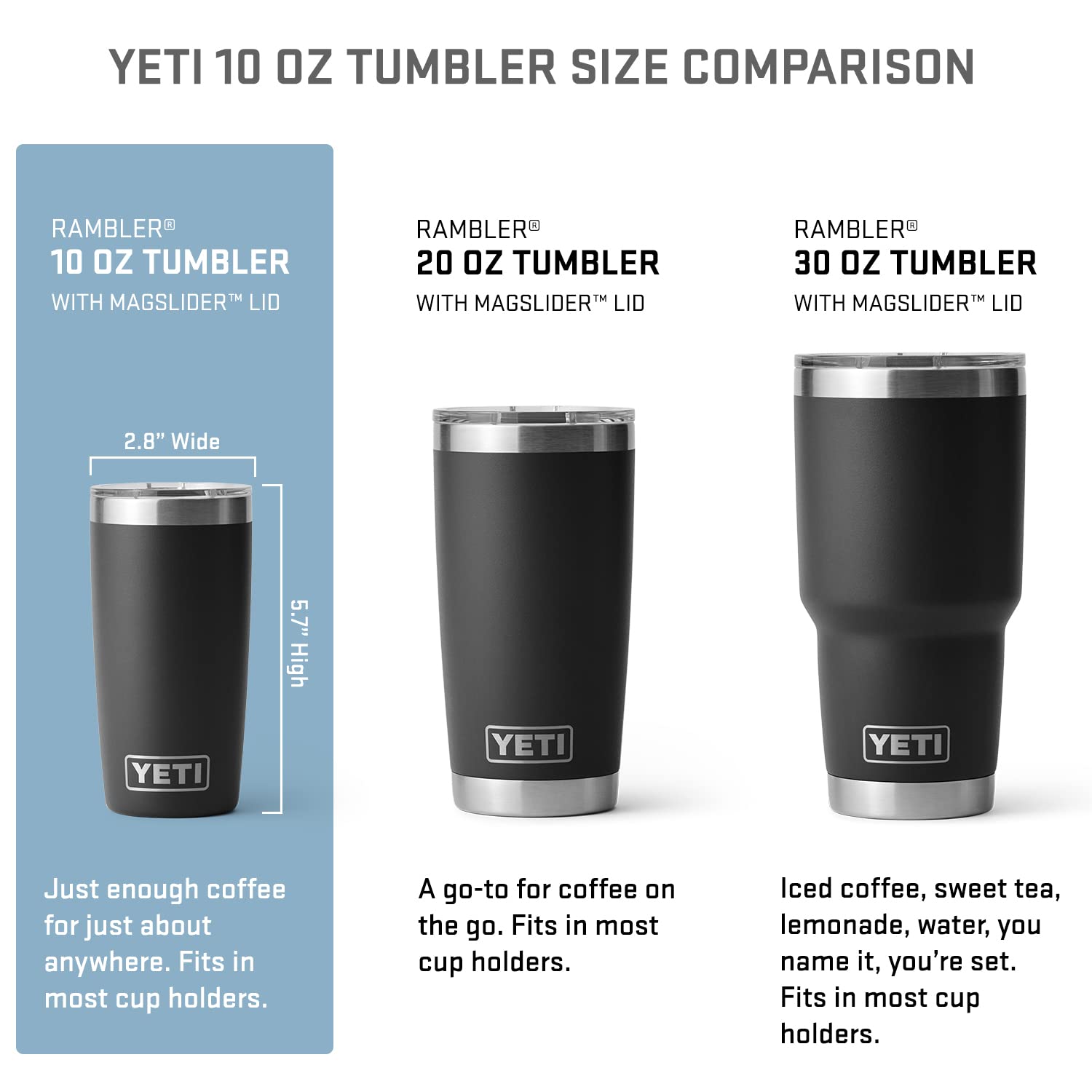 YETI Rambler 10 oz Tumbler, Stainless Steel, Vacuum Insulated with MagSlider Lid