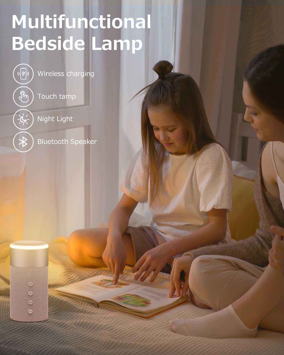 COLSUR Bluetooth Speaker, Magnetic Wireless Charger, Bluetooth Speakers with Night Light, 2 in 1 Wireless Charging Station for iPhone 16/15/14/13/12 Series, AirPods Pro/3/2(Gift Ideal)