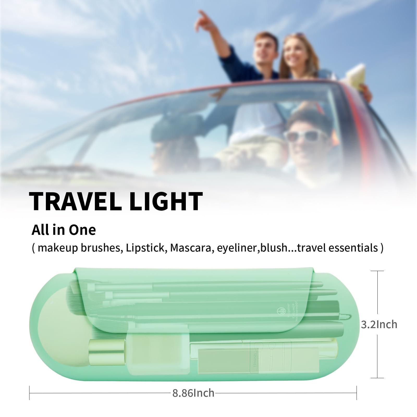 AGIKET Silicone Makeup Brush Holder Travel Cosmetic Bag:Soft Portable Cosmetic Face Brushes Holder with Upgrade Anti-Fall Out Magnetic Closure, Large Travel Makeup Brush Case - Walnut