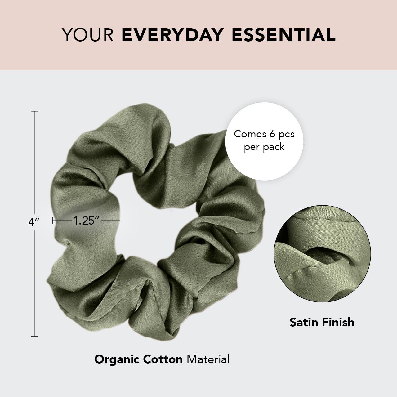 Kitsch 5 Count Velvet Hair Scrunchies for Women - Hair Ties for Thick Hair, Girls, Women, Cute Scrunchies, Soft Hair Accessories, Blush/Mauve