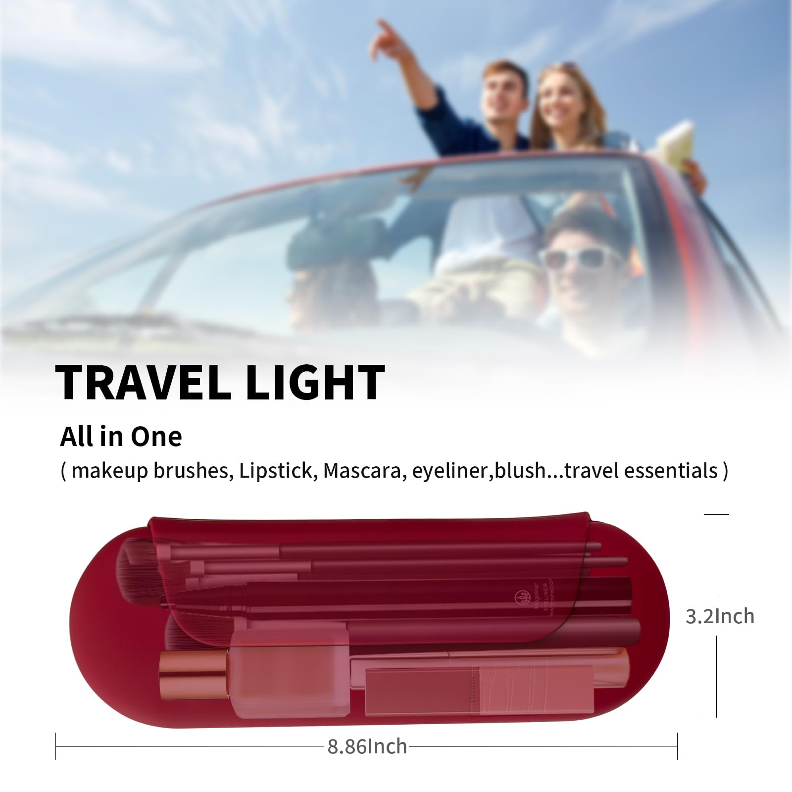 AGIKET Silicone Makeup Brush Holder Travel Cosmetic Bag:Soft Portable Cosmetic Face Brushes Holder with Upgrade Anti-Fall Out Magnetic Closure, Large Travel Makeup Brush Case - Walnut