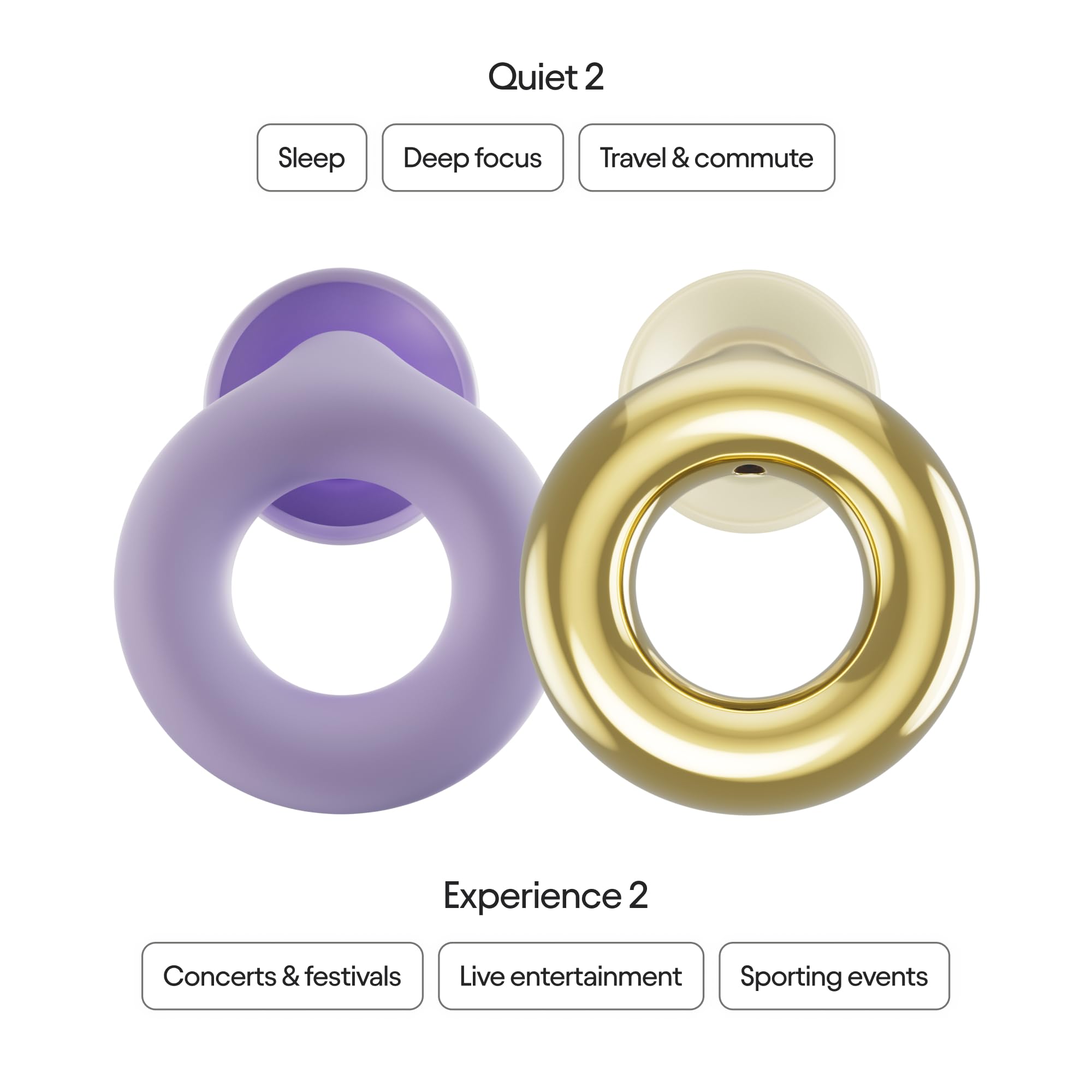 Loop Earplugs Day & Night Bundle (2-Pack) – Loop Quiet 2 + Loop Experience 2 | Reusable Ear Plugs for Sleep, Noise Sensitivity, Music & More | 24 dB/18 dB Noise Reduction