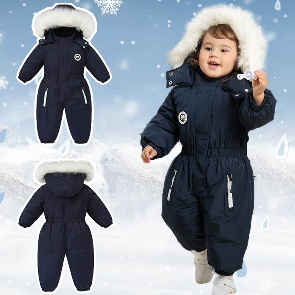 Xifamniy Toddler Snowsuit 2T 3T 4T 5T Ski Suit Baby Boy Girl Winter Clothes Coat Outwear Snow Suit Hooded Romper Jumpsuit