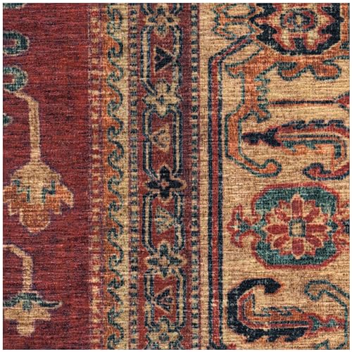 RUGGABLE – Cambria Ruby – Machine Washable Runner Rug – Pet & Child Friendly – Stain & Water Resistant – Non-Slip – 2.5&