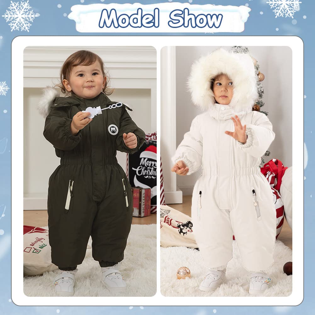 Xifamniy Toddler Snowsuit 2T 3T 4T 5T Ski Suit Baby Boy Girl Winter Clothes Coat Outwear Snow Suit Hooded Romper Jumpsuit