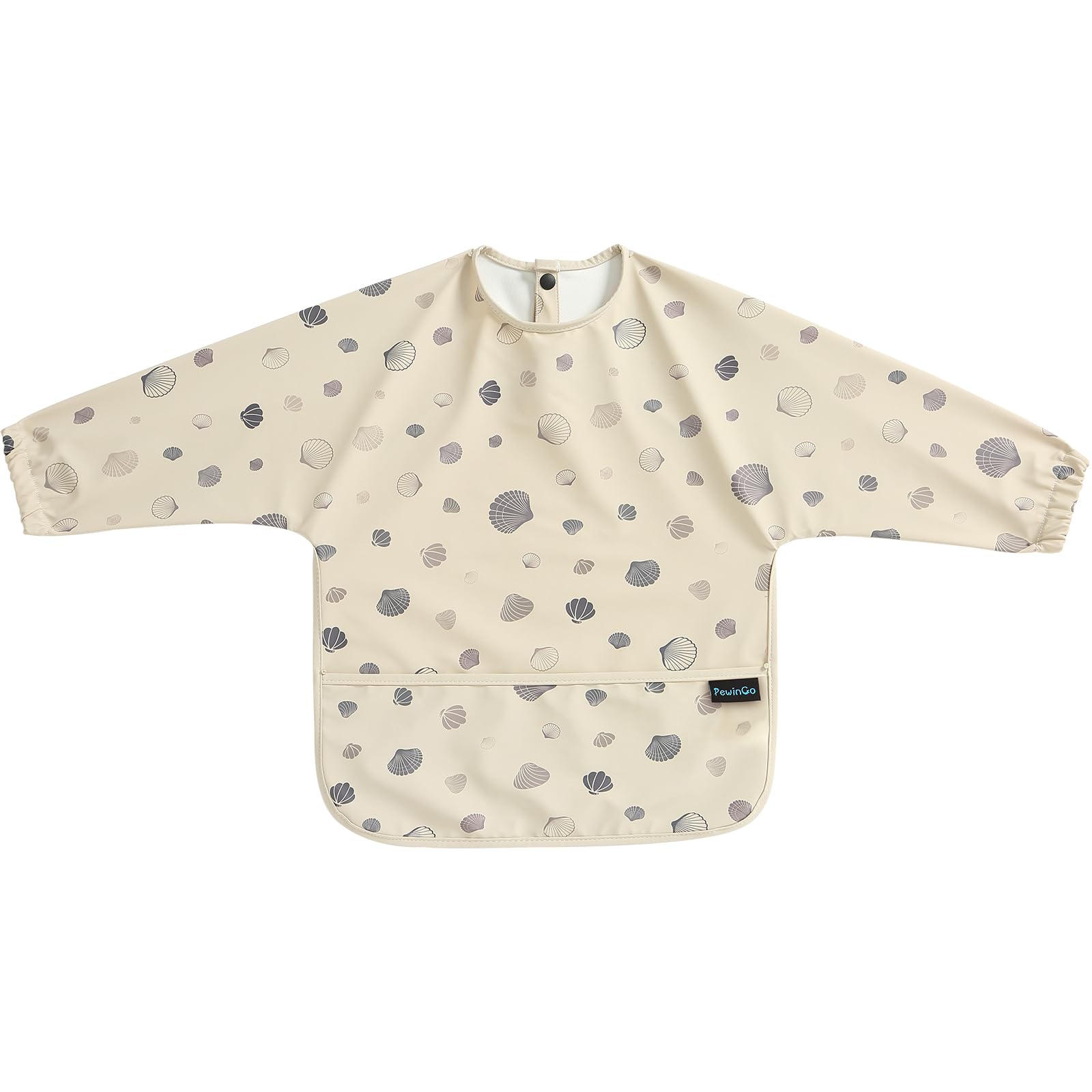 PewinGo Weaning Bib with Long Sleeves & BLW, Soft and Skin-Friendly Material, Coverall Bibs for Baby Feeding, Waterproof and Easy to Clean & Machine Washable, for Baby Infant Toddlers (Pink)