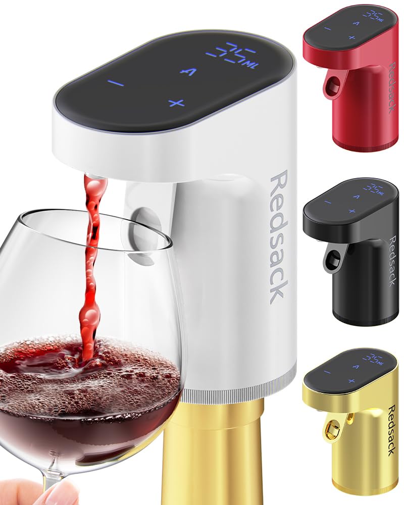 Electric Wine Decanter Aerator Dispenser Pourer Whiskey Adjustable Quantity Liquor Wine Pump Birthday Gift for Men Women Mom Dad Boss Brother Husband Funny Unique Gifts for Him (White)