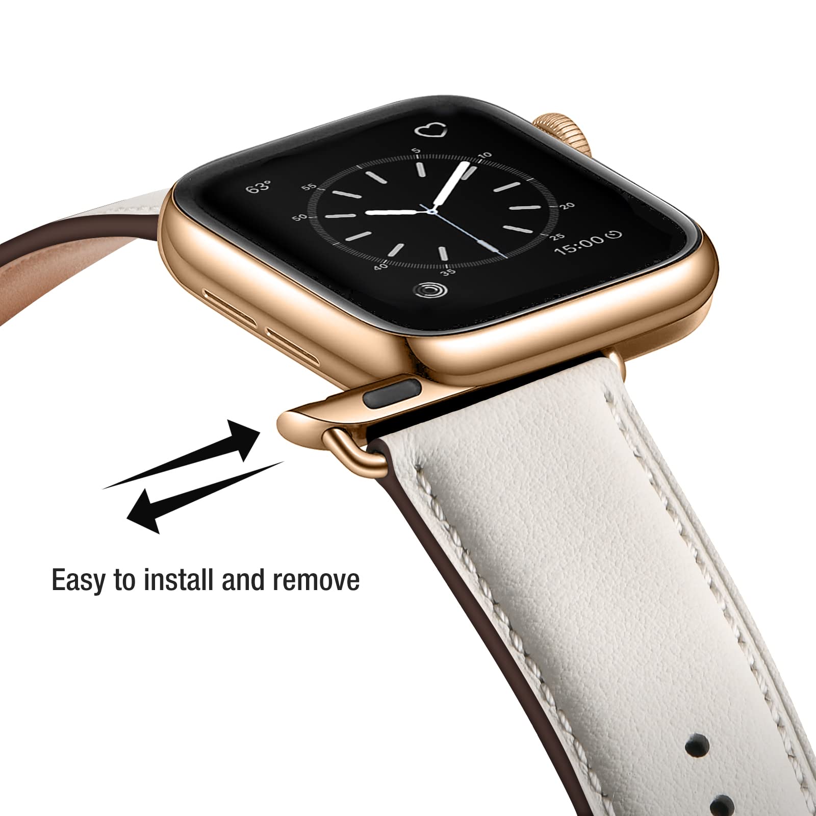 Bestig Compatible with Apple Watch Band 49mm 46mm 45mm 44mm 42mm(Series 3 2 1) Apple Watch Leather Bands Genuine Leather for iWatch Strap Ultra Series 10 9 8 7 6 5 4 SE Women Man-Redbrown/Black
