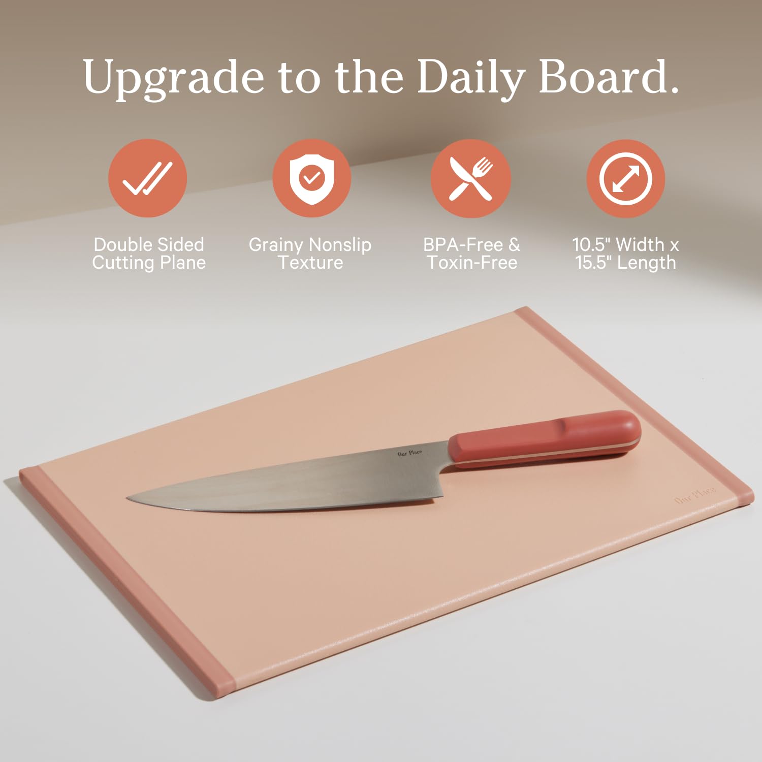 Our Place Daily Board - Double-Sided, Non-Slip, 100% Recycled Plastic Cutting Board | BPA-Free | Easy-Grip Handles | Sustainable Kitchen Essential | Steam