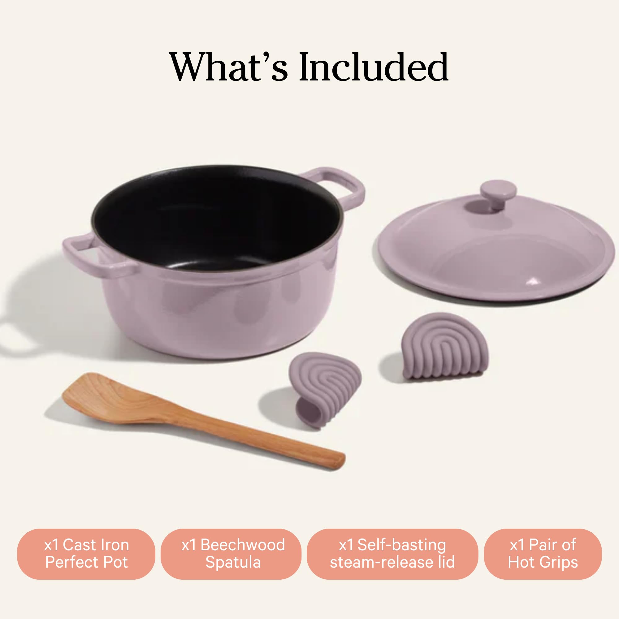 Our Place Cast Iron Perfect Pot | 6-in-1 Multifunctional 5.5 Qt. Toxin-Free Enameled Dutch Oven with Self-Basting Lid | Hot Grips & Beechwood Scraper | Induction Cooktop and Oven Safe | Spice