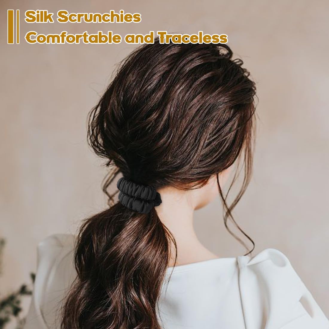 6PCS Silk Scrunchies for Hair, 100% Mulberry Silk Hair Ties, Scrunchies for Women Girls, Elastic Ponytail Holders No Damage