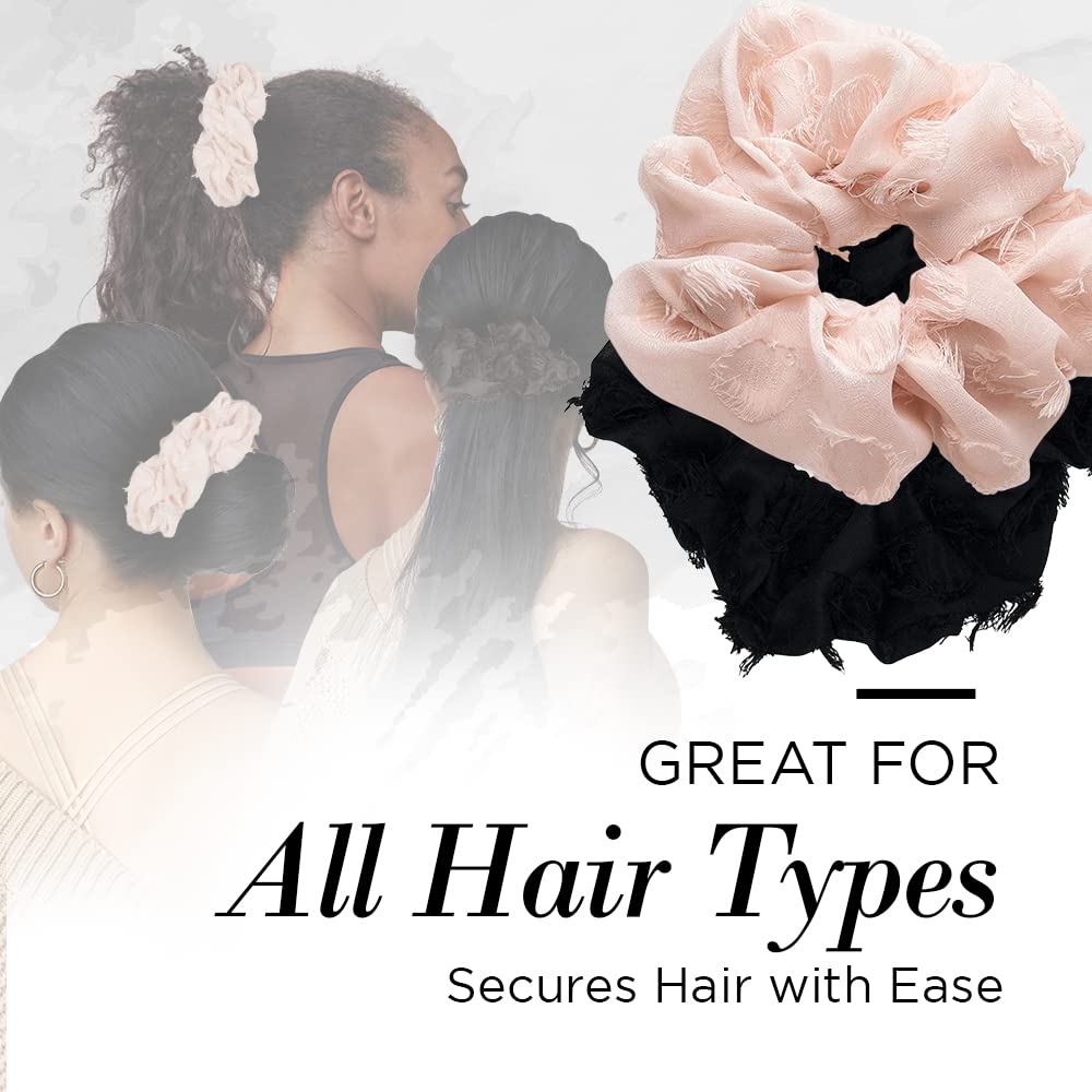 Kitsch 5 Count Velvet Hair Scrunchies for Women - Hair Ties for Thick Hair, Girls, Women, Cute Scrunchies, Soft Hair Accessories, Blush/Mauve