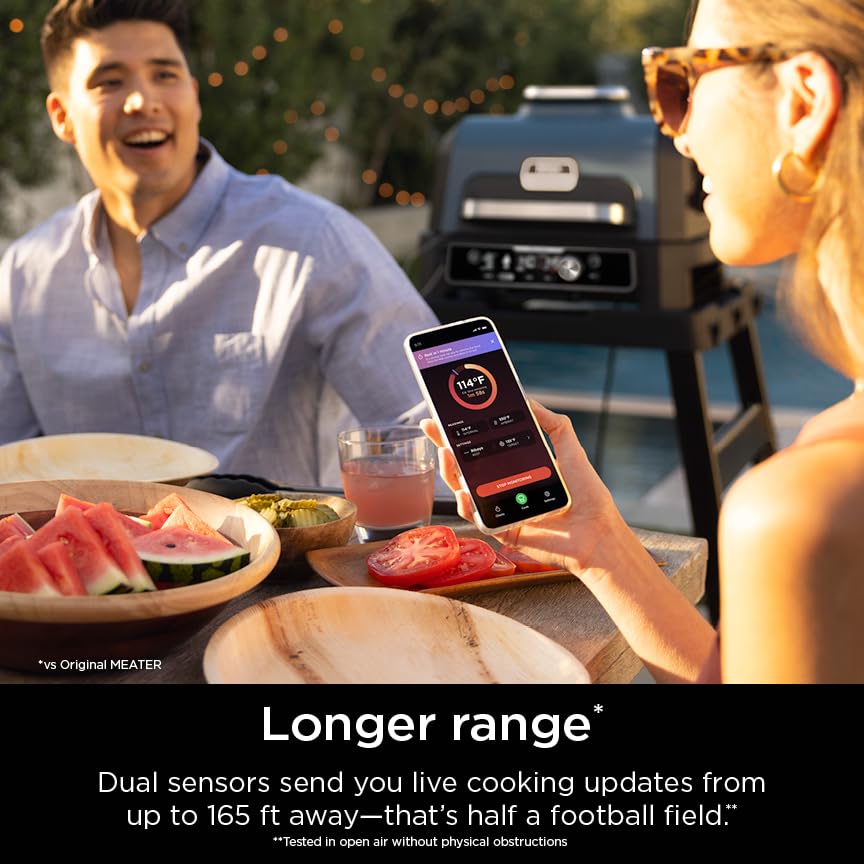 Ninja ProChef Wireless Meat Thermometer Indoor & Outdoor, for Grill, Oven, Smoking, Roasting, air Frying, Long Range app Connection, flareup Resistant, Long Battery Life, Bluetooth, Waterproof, WP100