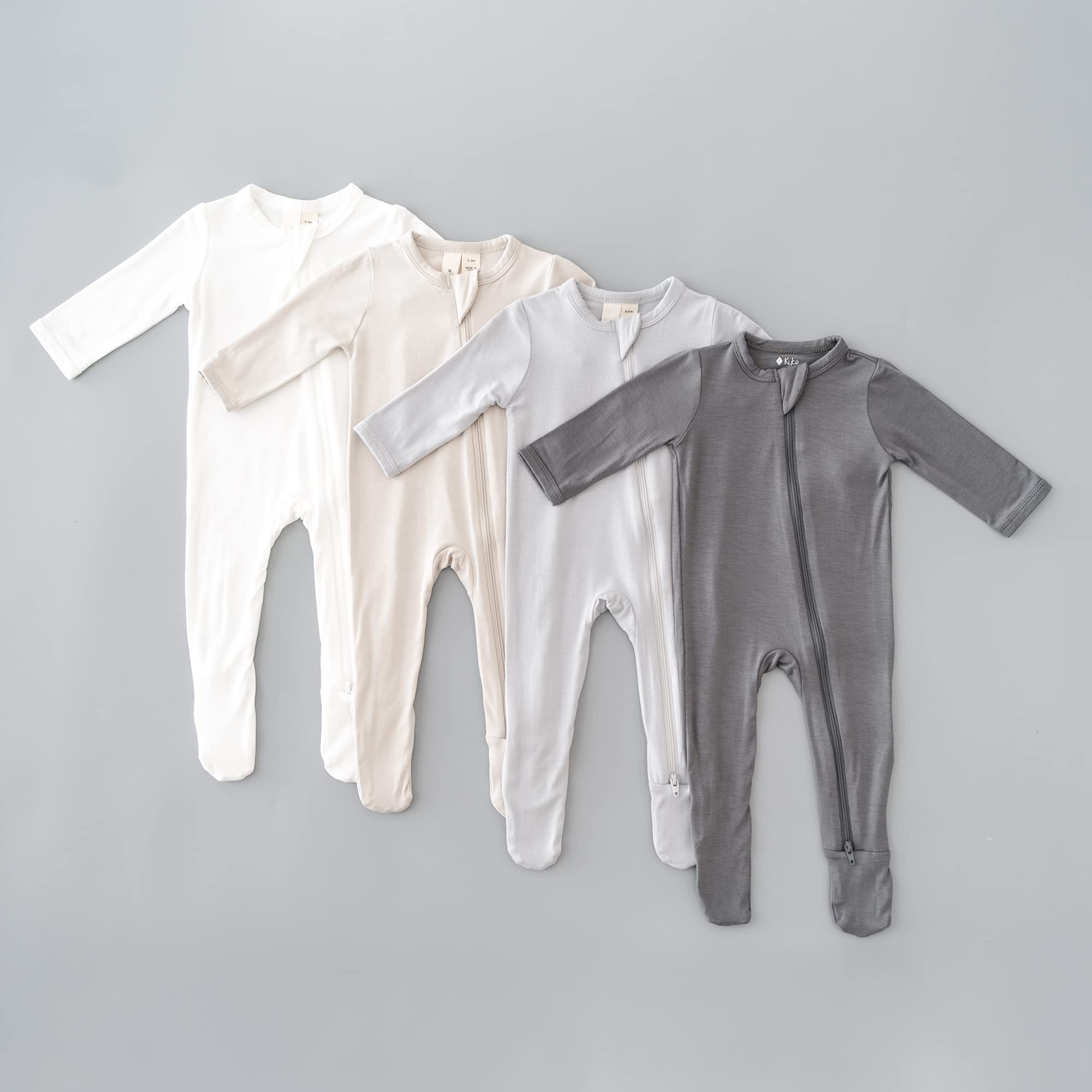 KYTE BABY Unisex Zipper Closure Footies, Rayon Made From Bamboo, 0-24 Months