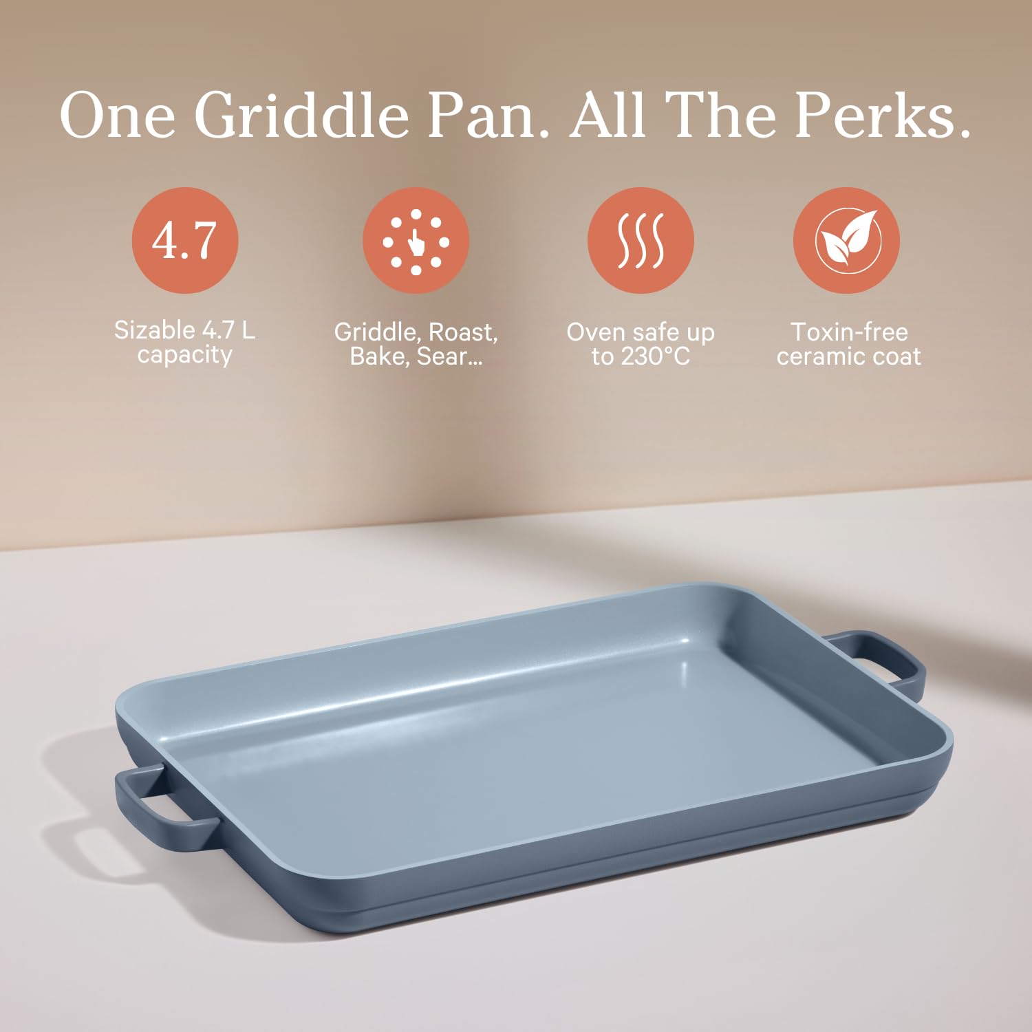 Our Place Griddle Pan - Versatile Nonstick Ceramic Sheet Pan & Stovetop Griddle | Toxin-Free, Dual-Use, with Ergonomic Handles | 5 Qt Capacity, Oven Safe up to 450°F | Char