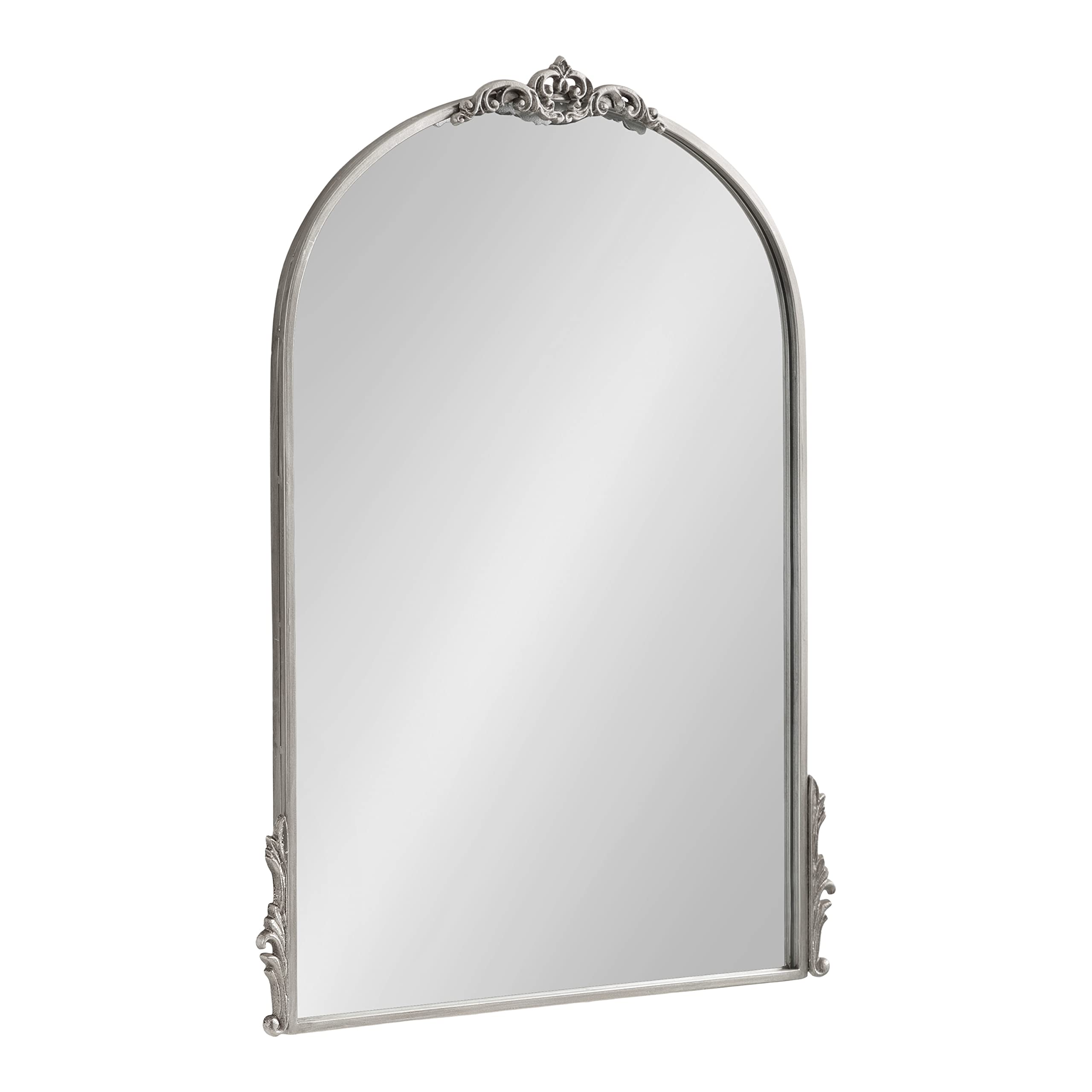 Kate and Laurel Myrcelle Traditional Arched Mirror, 25 x 33, Gold, Decorative Large Arch Mirror with Ornate Garland Detailing Along The Crown and Edges of The Frame