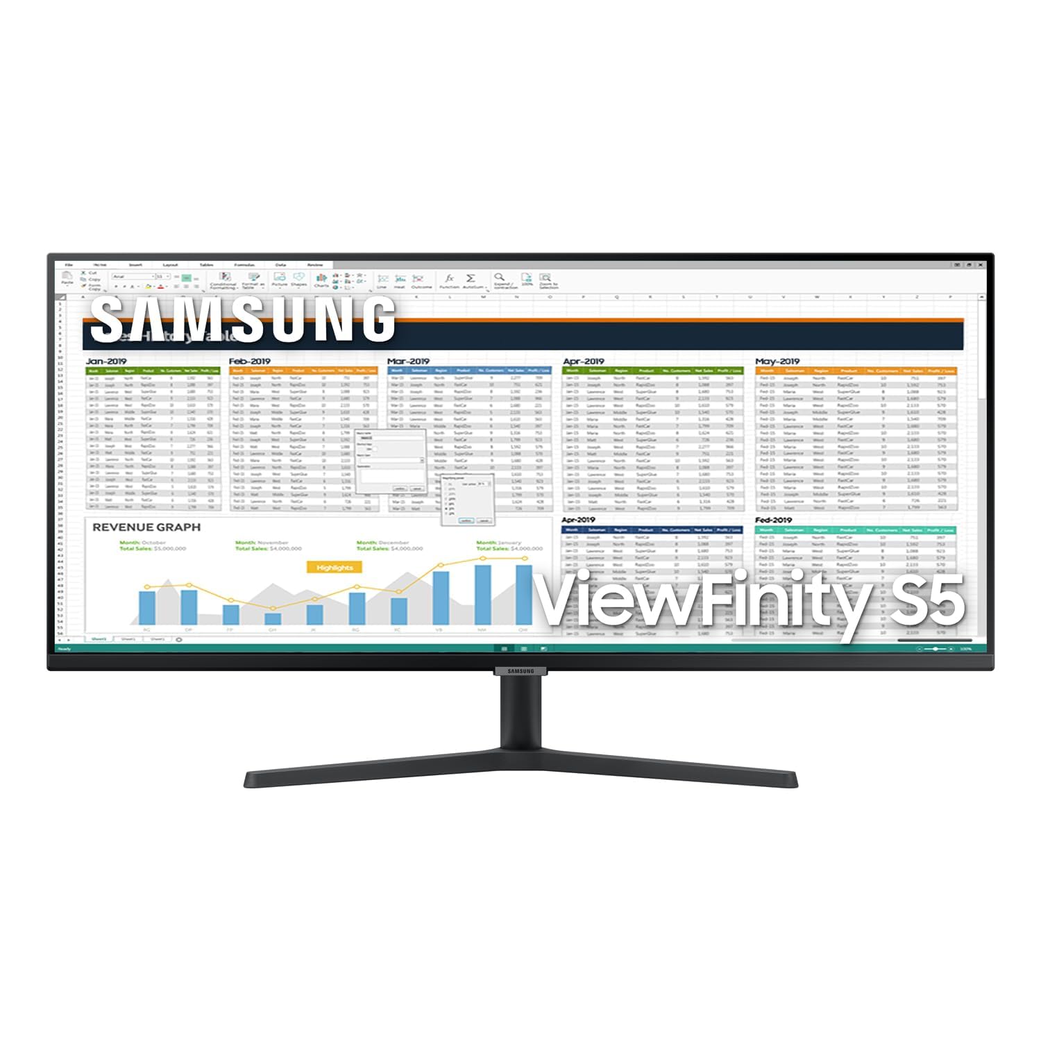 SAMSUNG 34-Inch ViewFinity S65TC Series Ultra-WQHD 1000R Curved Computer Monitor, HDR10, 100Hz, AMD FreeSync, Thunderbolt 4, Height Adjustable Stand, Built-in Speakers, Eye Care, LS34C650TANXGO, 2024