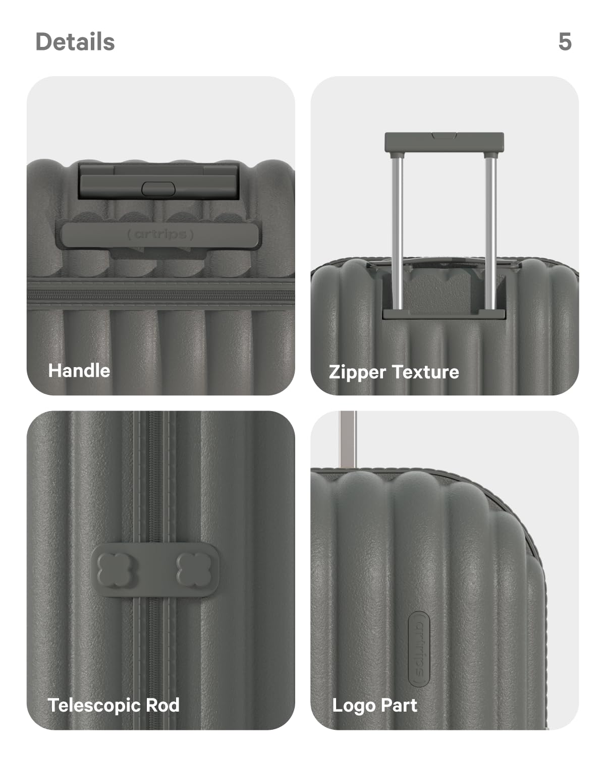 artrips Luggage with 8 Spinner Wheels,Lightweight Hardside Suitcase with Cover Protector,PC Hardshell Luggage,Travel Suitcase with Bread Design,TSA Lock,20/24/28inch