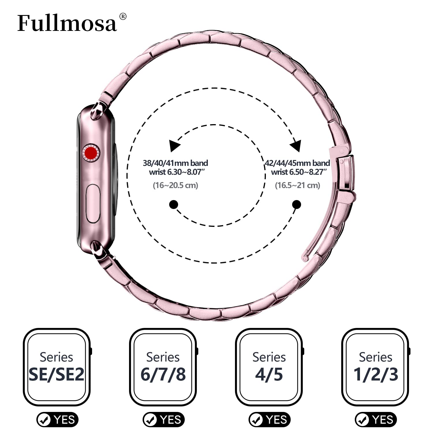 Fullmosa Compatible with Apple Watch Band 49mm 45mm 44mm 42mm 41mm 40mm 38mm, Stainless Steel iWatch Band with Case Compatible for Apple Watch Ultra 2 Ultra Series 10 9 8 7 6 5 4 3 2 1&iWatch SE