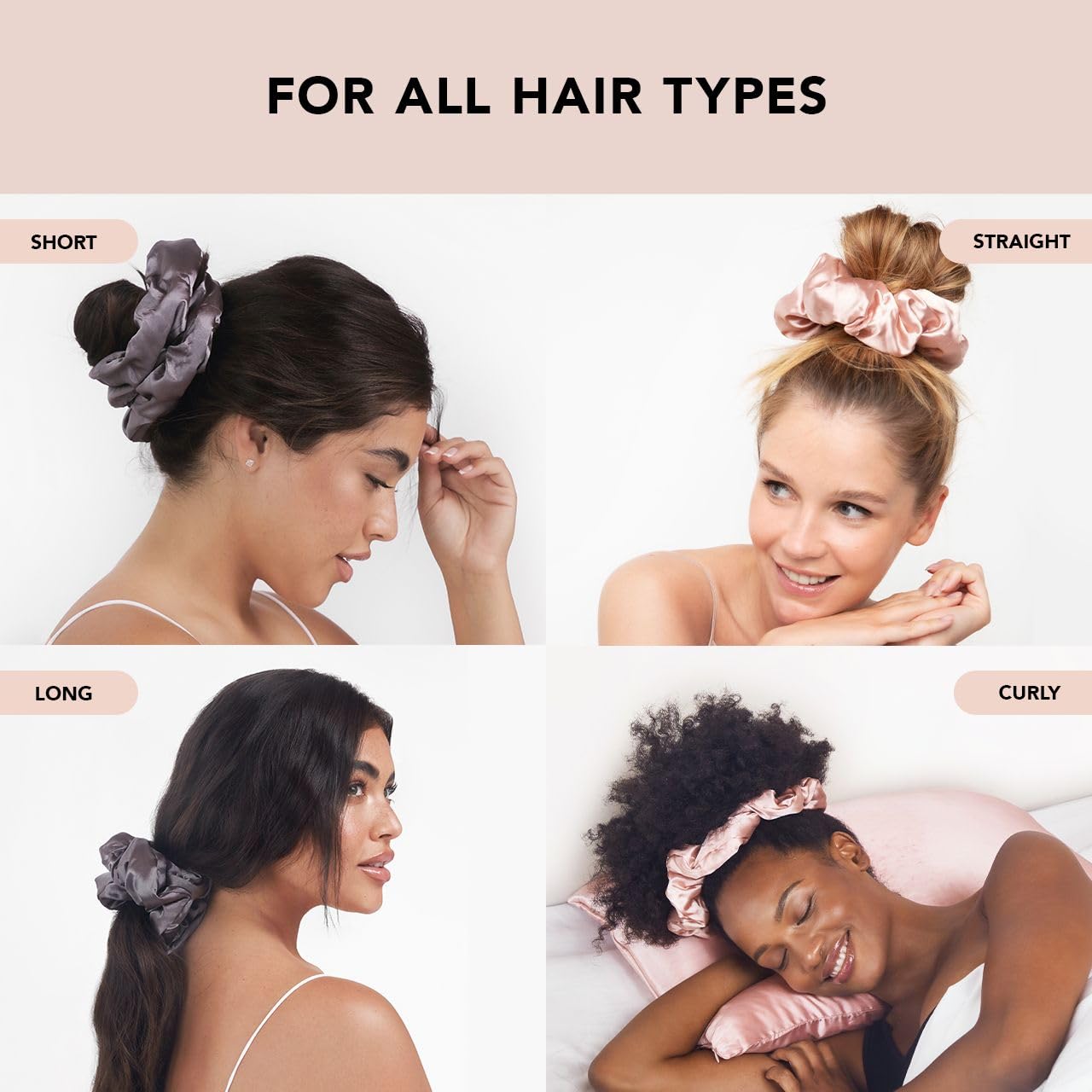 Kitsch 5 Count Velvet Hair Scrunchies for Women - Hair Ties for Thick Hair, Girls, Women, Cute Scrunchies, Soft Hair Accessories, Blush/Mauve