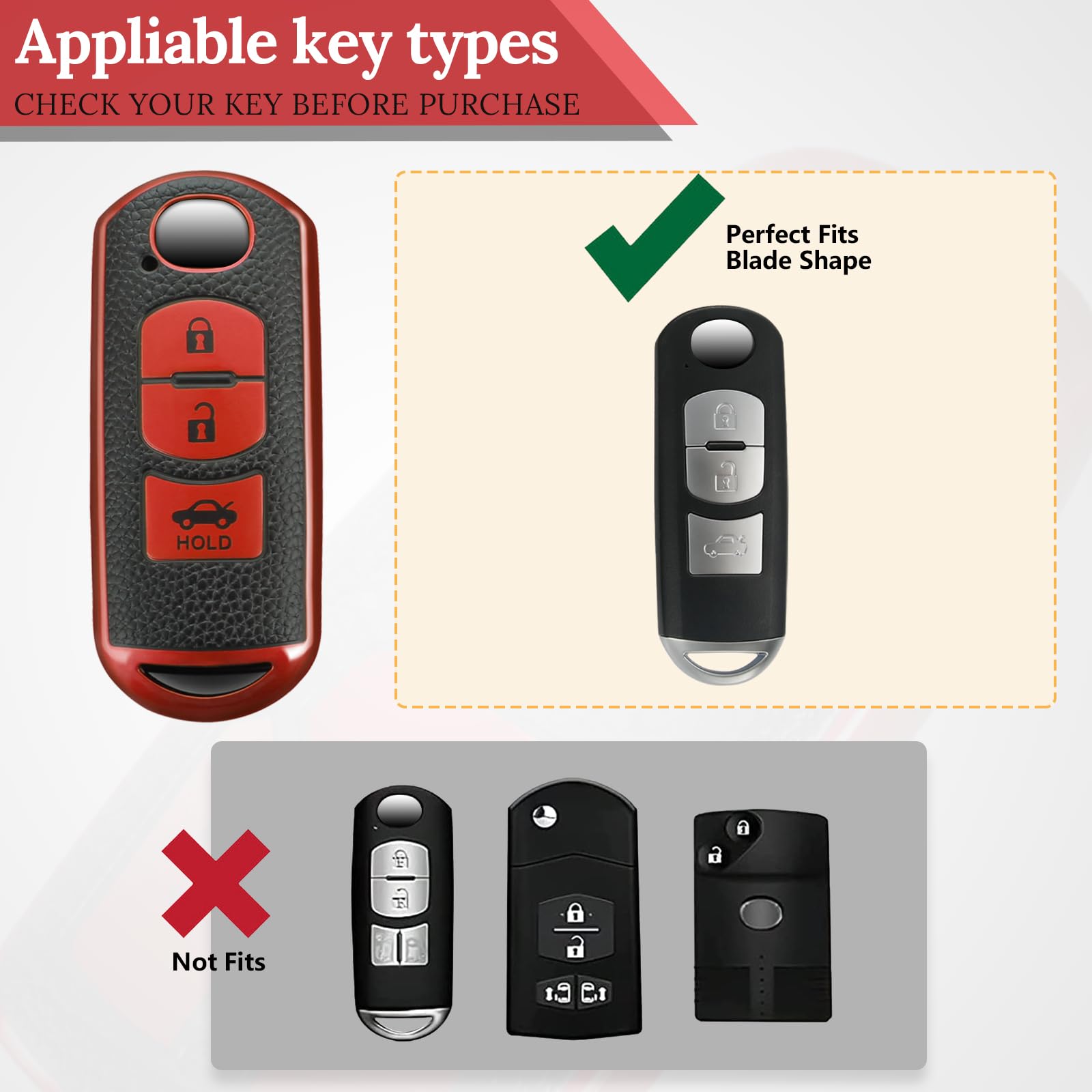 Cadillac Key Fob Cover with Metal Braided Rope Keychain, Upgraded Soft Key Case for 2015-2019 Escalade CTS SRX XT5 ATS STS CT6 (5 Button) (Gold Edge)