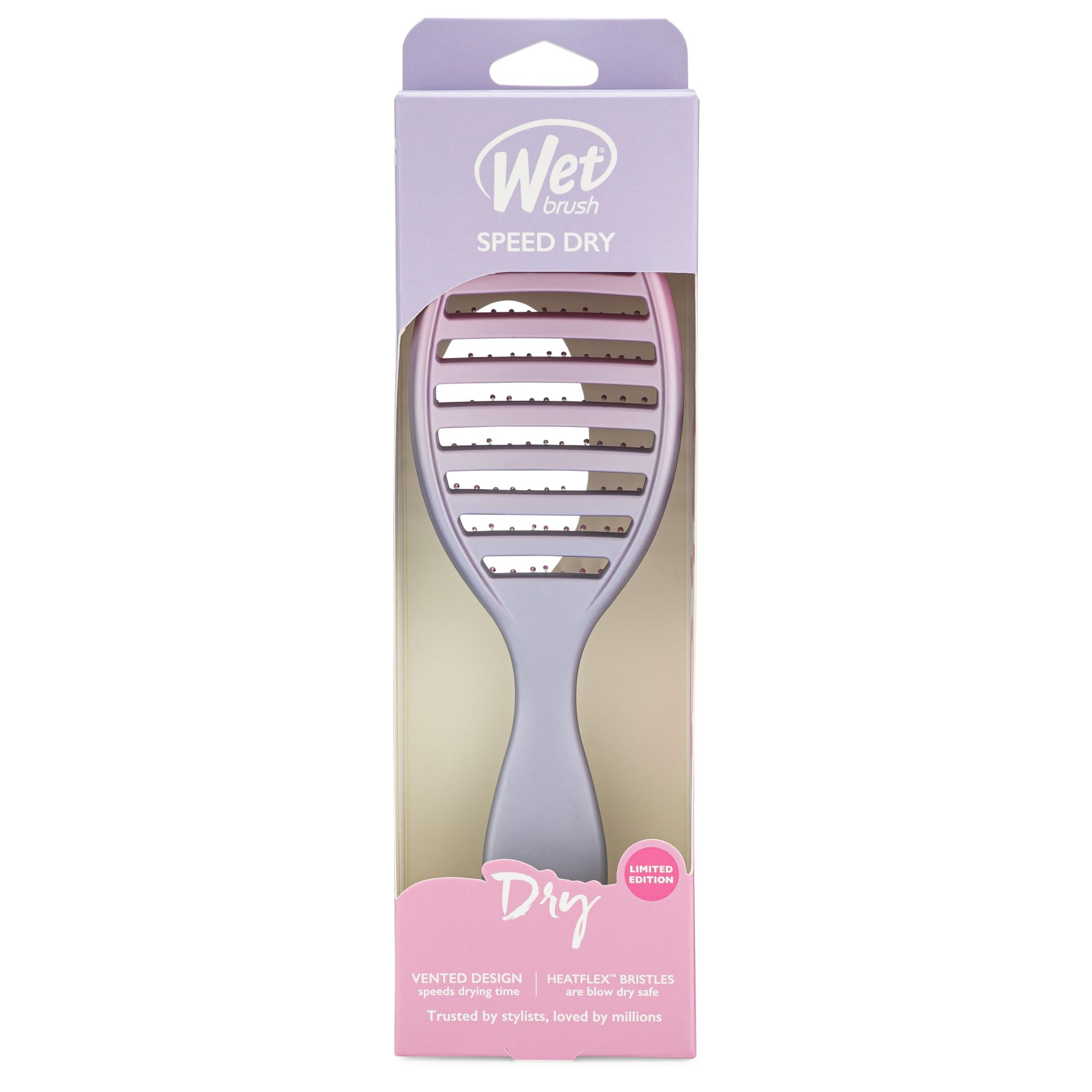 Wet Brush Speed Dry Hair Brush - Pink/Purple (Feel Good Ombre) - Vented Design and Ultra Soft HeatFlex Bristles Are Blow Dry Safe With Ergonomic Handle Manages Tangle and Uncontrollable Hair - Pain-Free