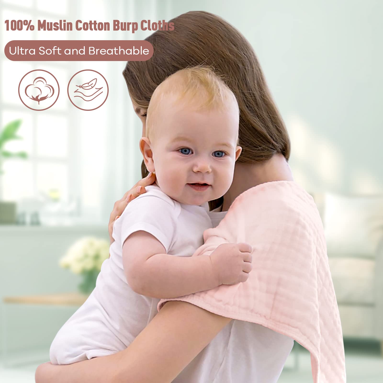 Yoofoss Muslin Burp Cloths for Baby 10 Pack 100% Cotton Baby Washcloths for Boys Girls Large 20&