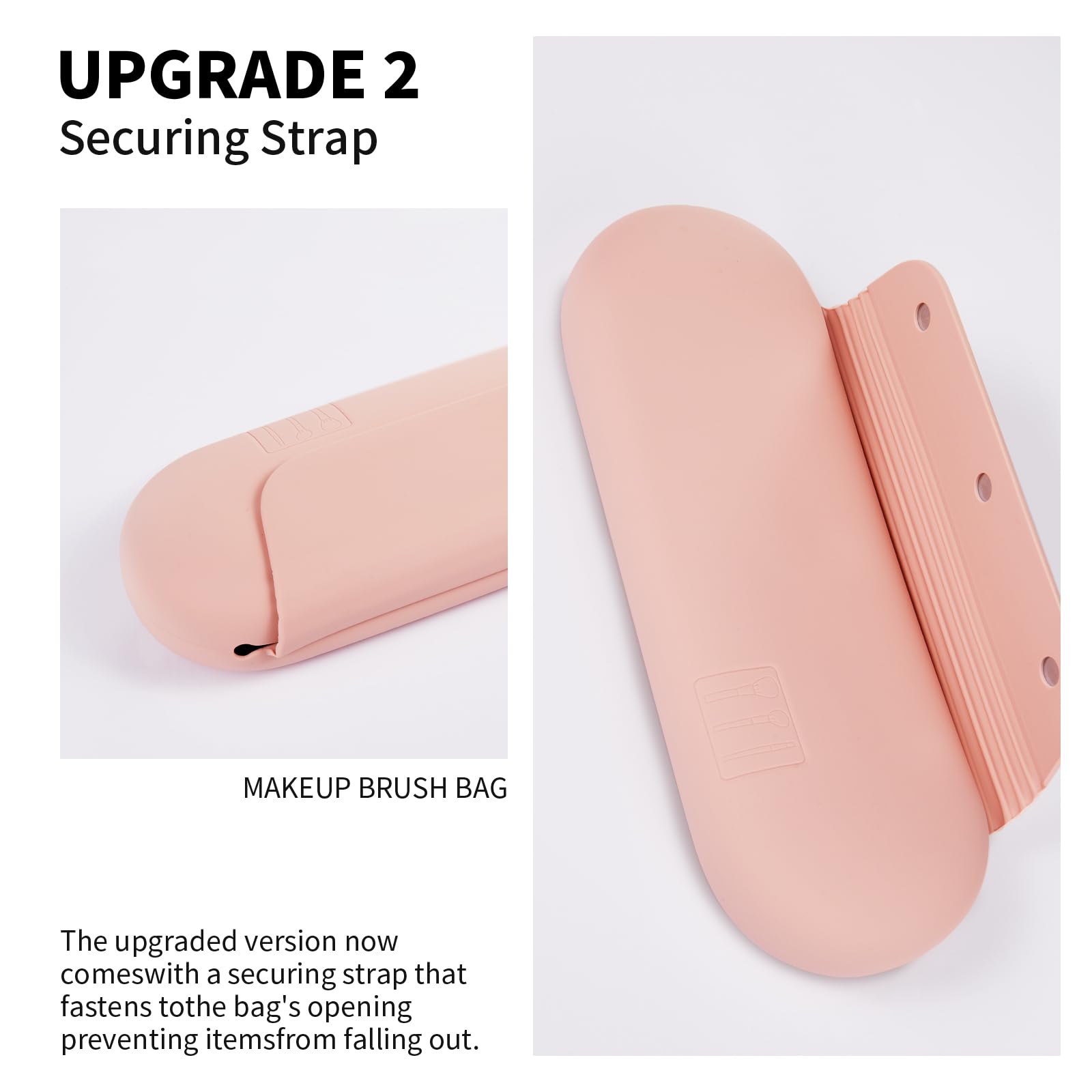AGIKET Silicone Makeup Brush Holder Travel Cosmetic Bag:Soft Portable Cosmetic Face Brushes Holder with Upgrade Anti-Fall Out Magnetic Closure, Large Travel Makeup Brush Case - Walnut