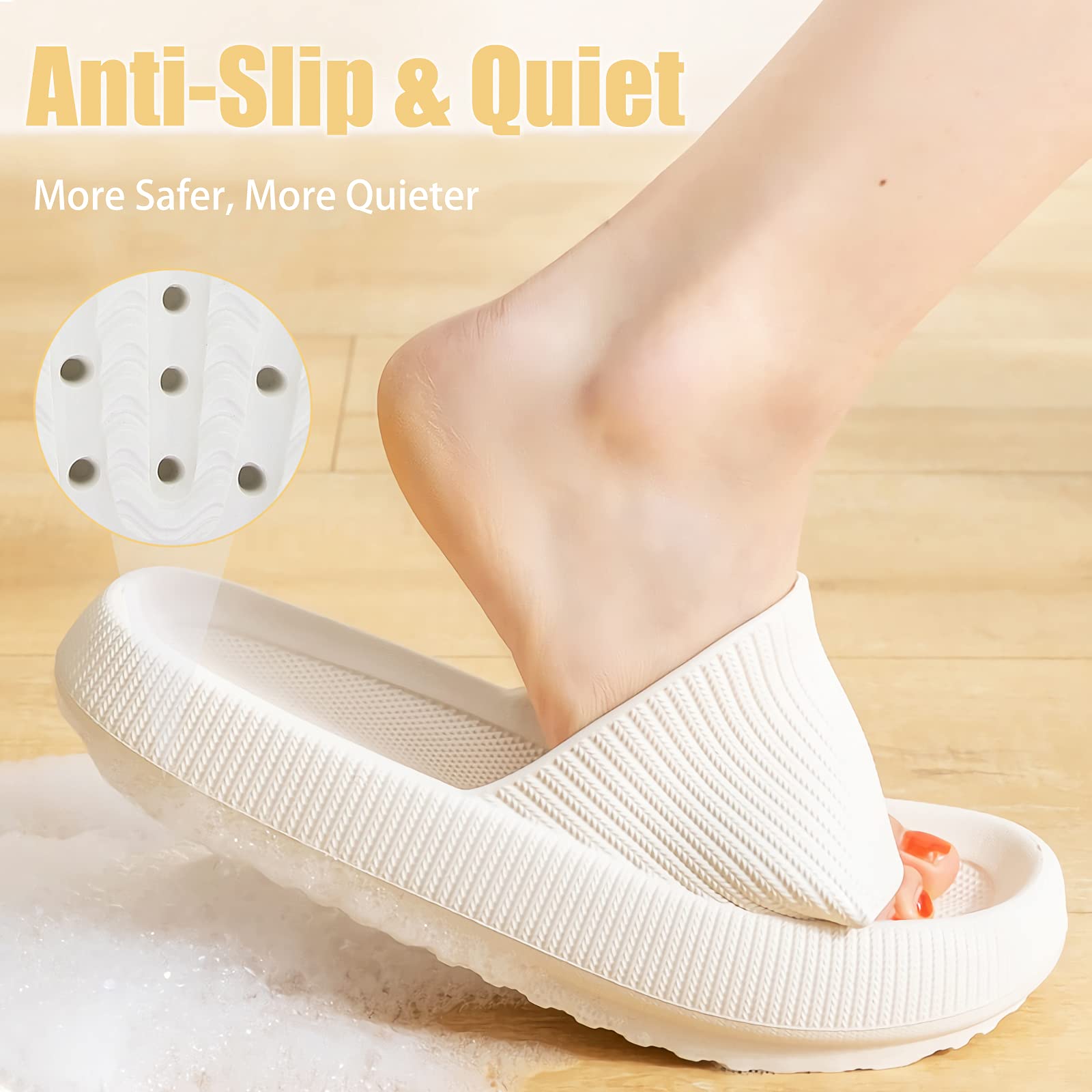 rosyclo Cloud Slippers for Women and Men, Pillow House Slippers Shower Shoes Indoor Slides Bathroom Sandals, Ultimate Comfort, Lightweight, Thick Sole, Non-Slip, Easy to Clean